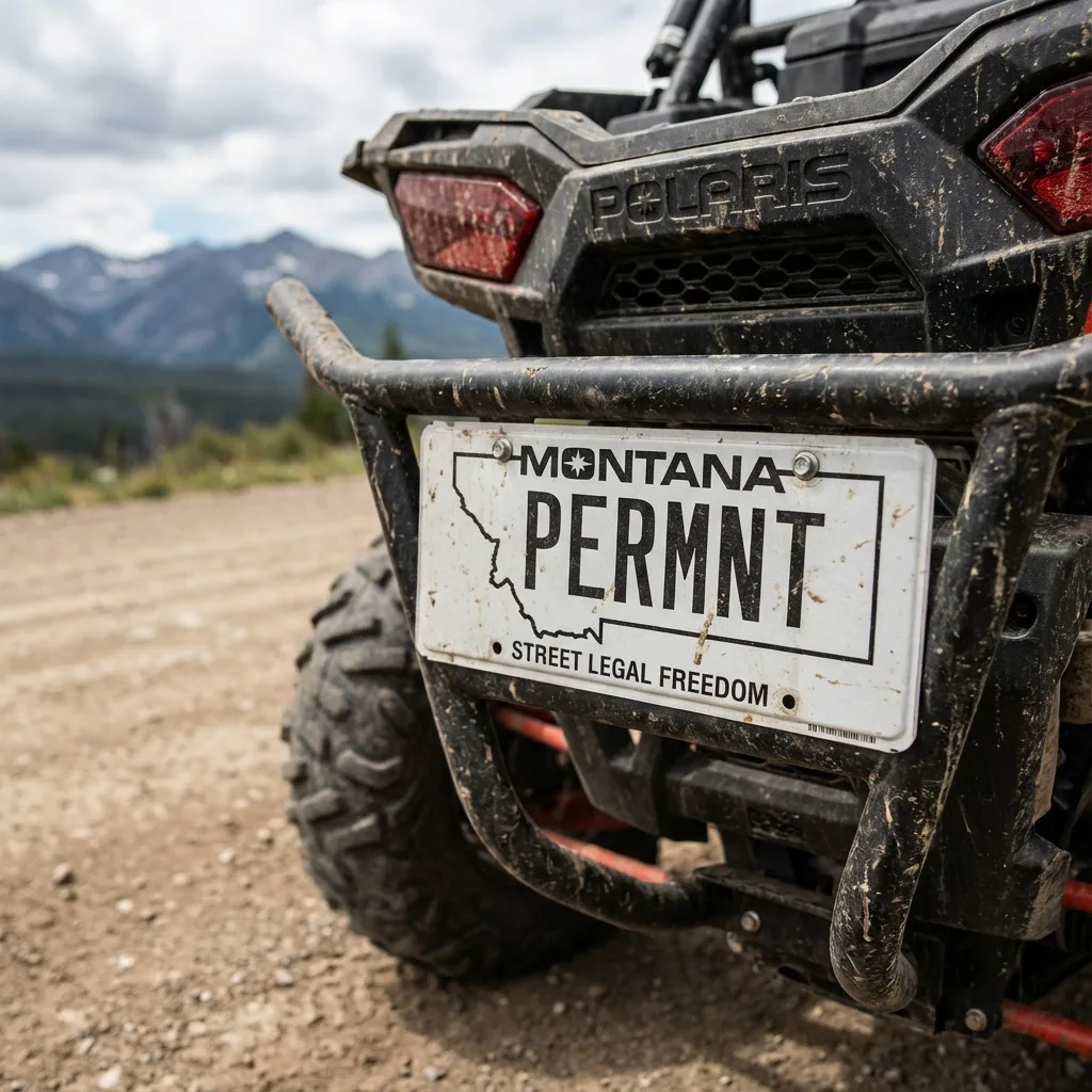 Montana license plate on street legal UTV side-by-side off-road vehicle legal solution