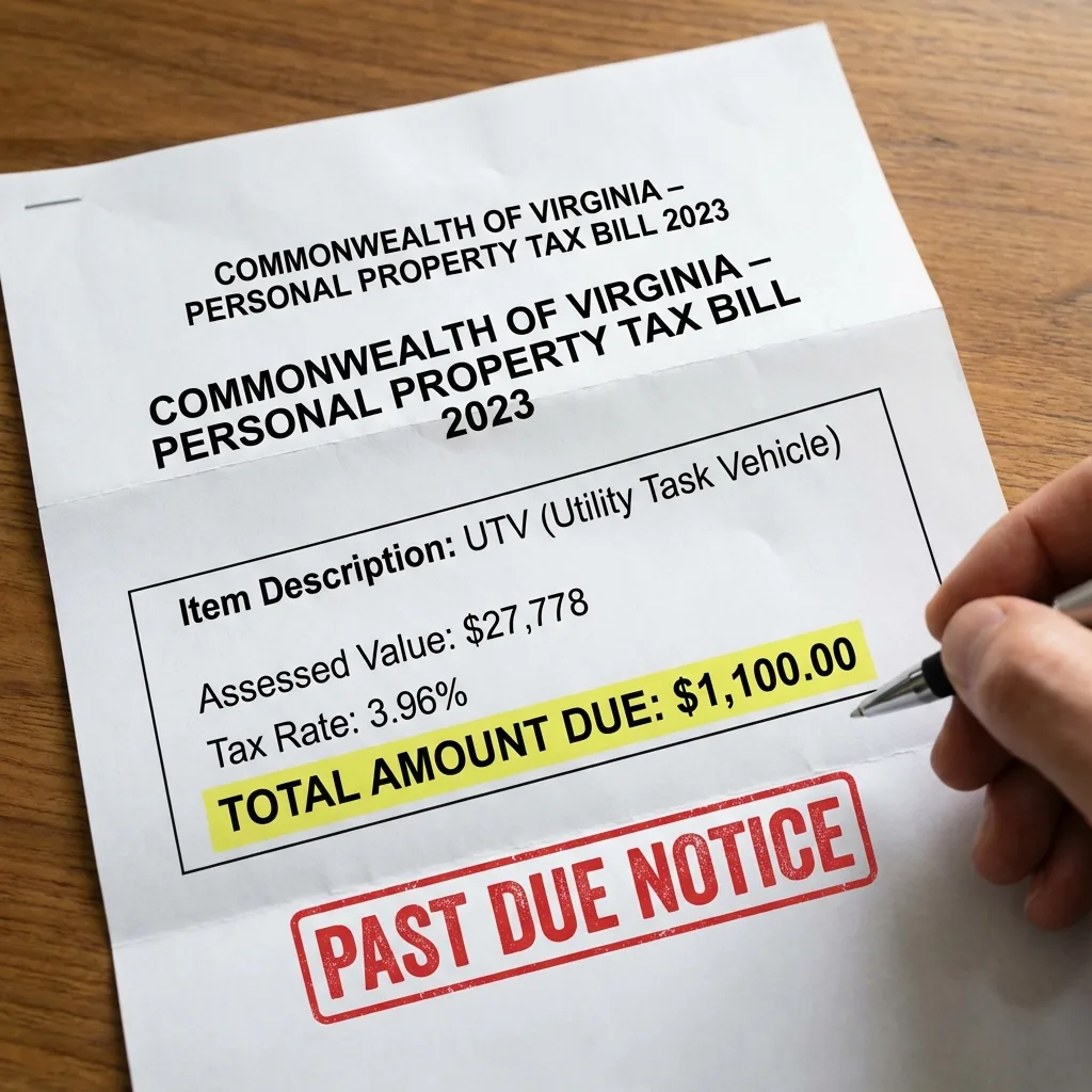 Virginia personal property tax bill 3.96 percent rate annual vehicle tax UTV