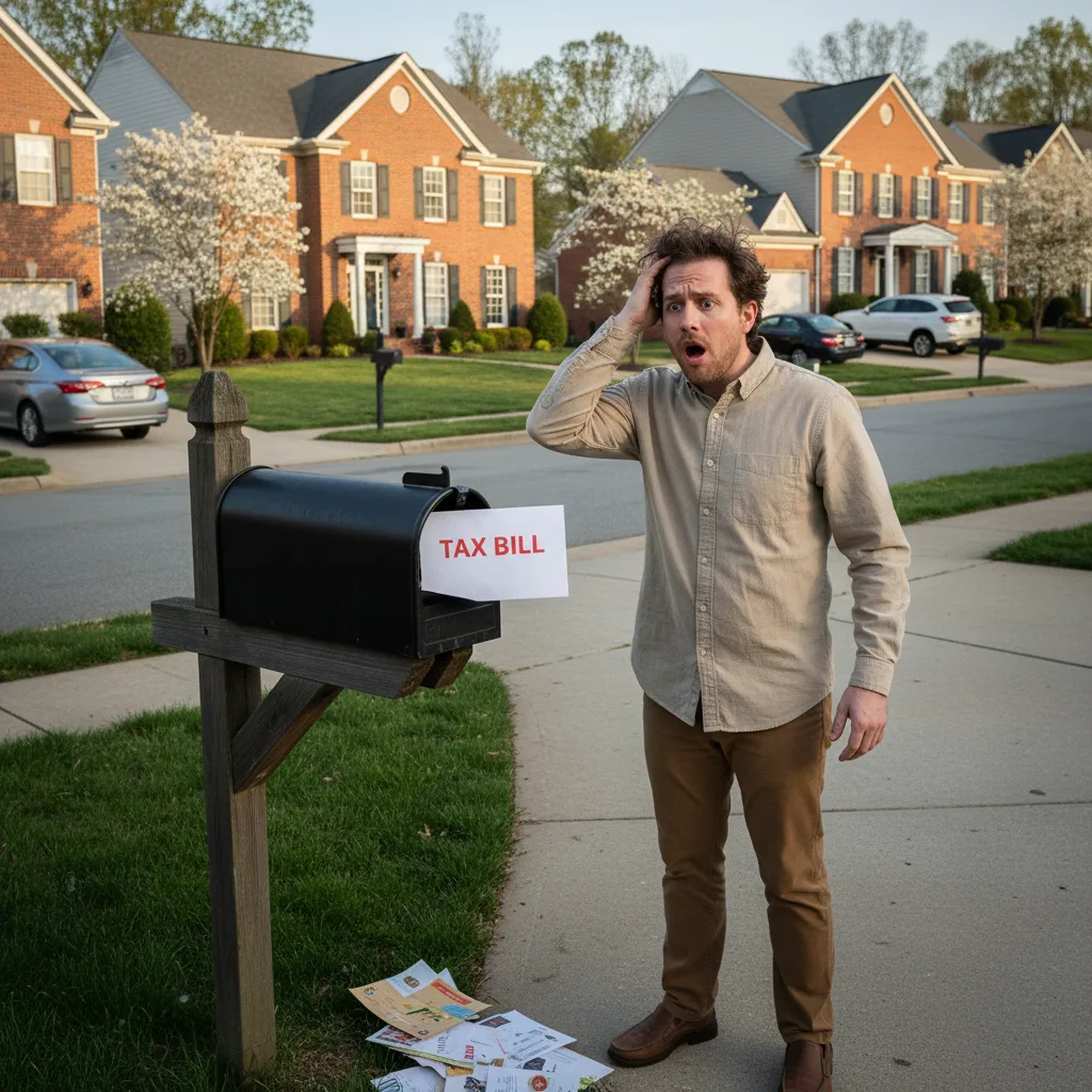 Person shocked checking mailbox with tax bill in Virginia suburb