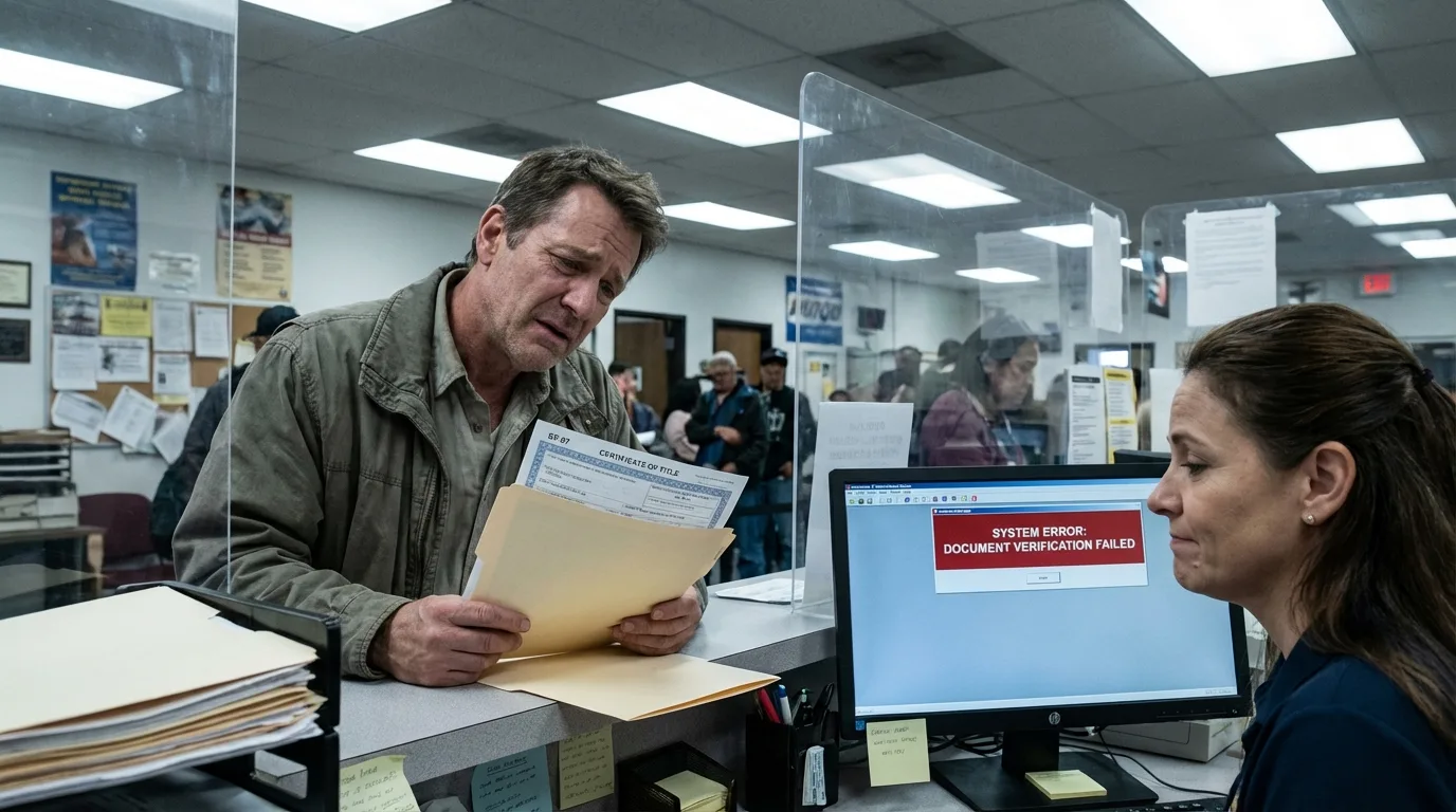 SF97 form DMV clerk rejecting military vehicle registration paperwork