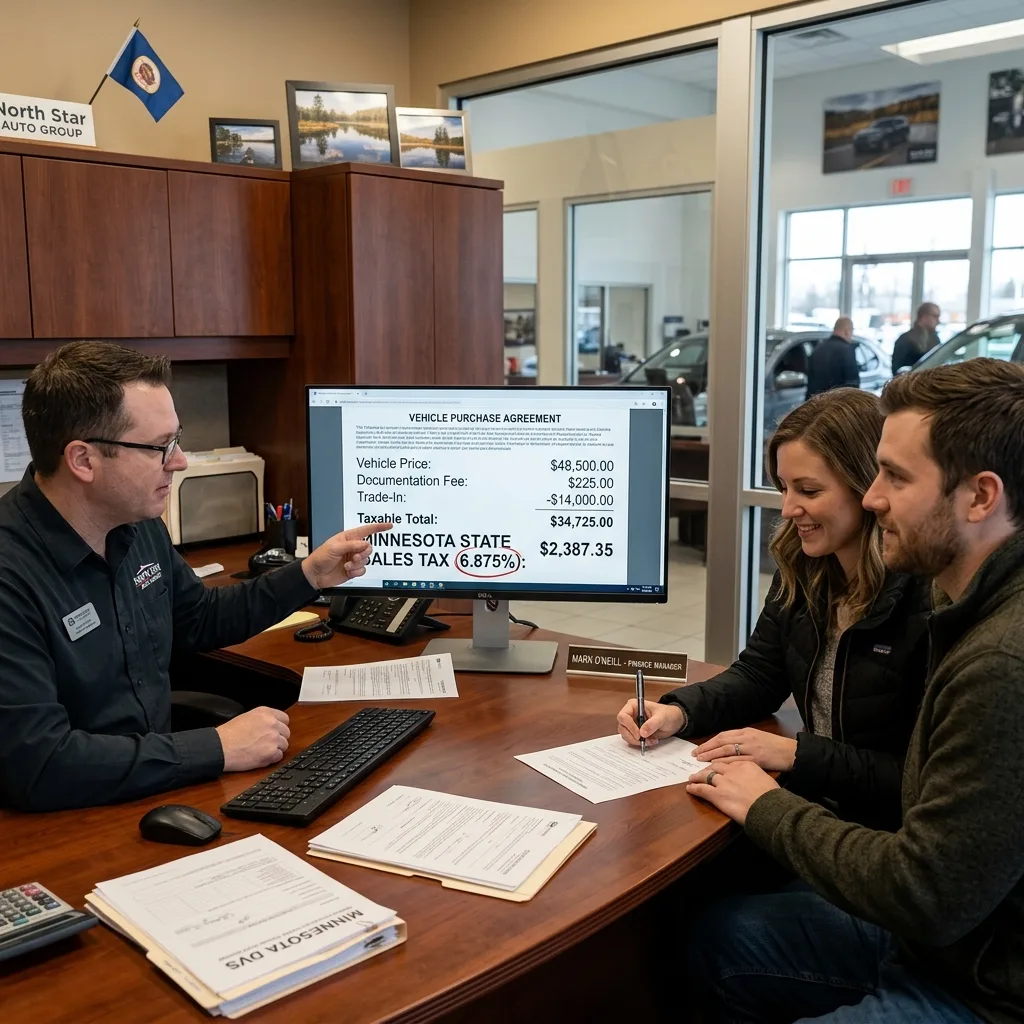 Minnesota MVST 6.875 percent sales tax at car dealership