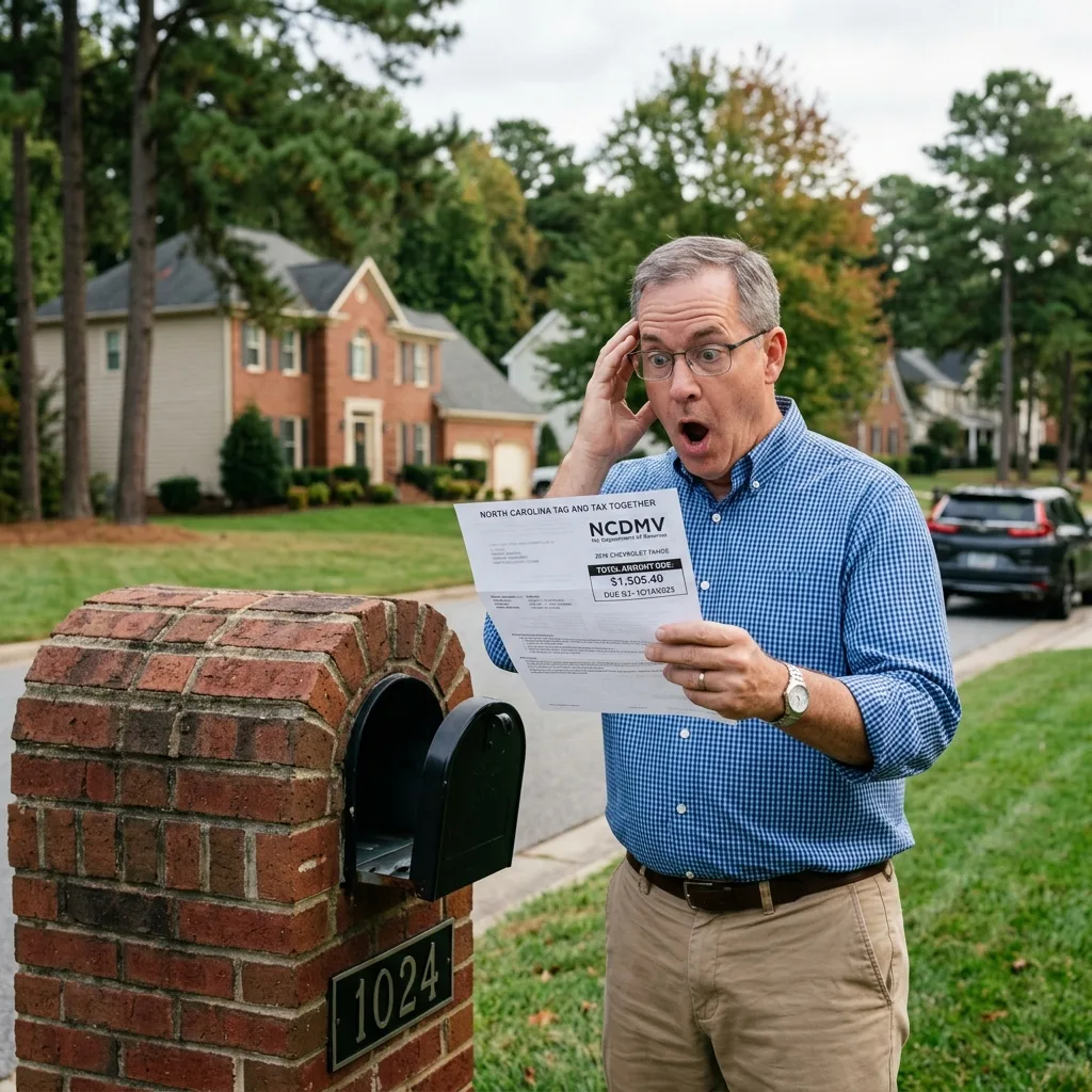 North Carolina vehicle tax Tag and Tax Together renewal notice shock Raleigh