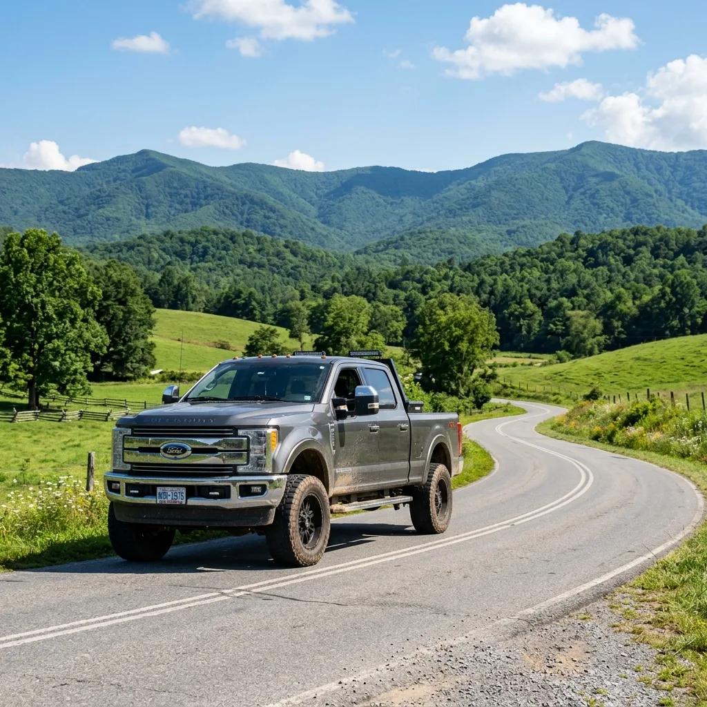 North Carolina vehicle tax Ford F-250 truck Blue Ridge Mountains