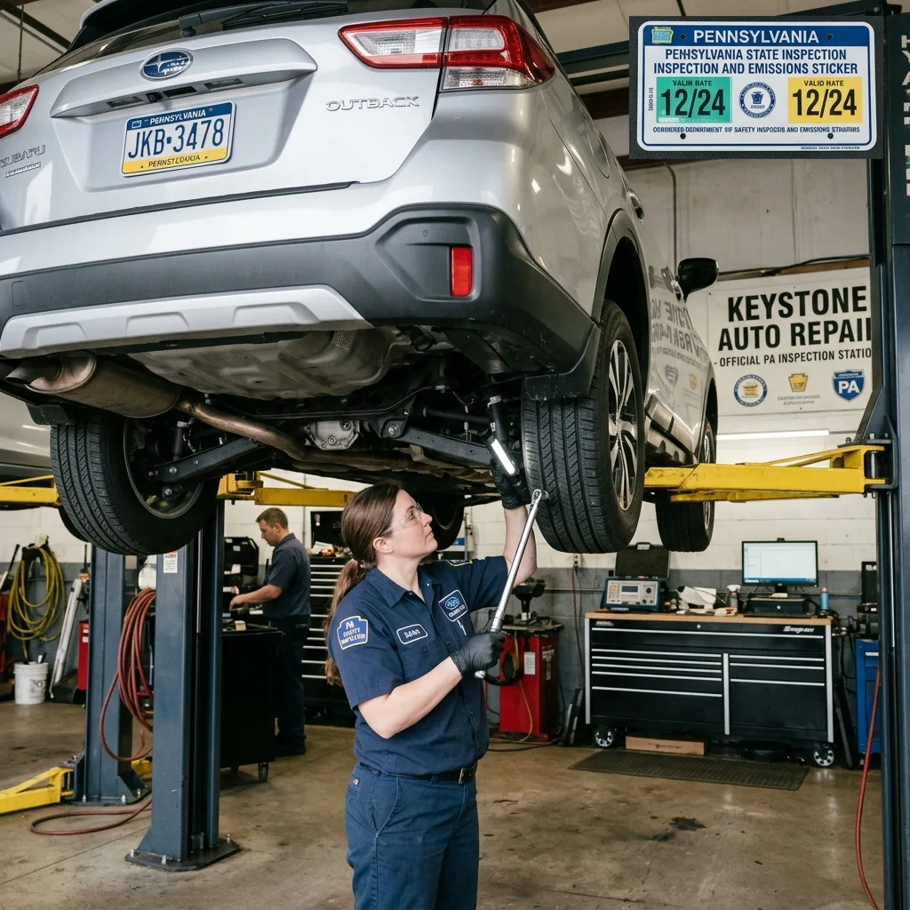 Pennsylvania annual vehicle safety inspection mechanic inspection bay