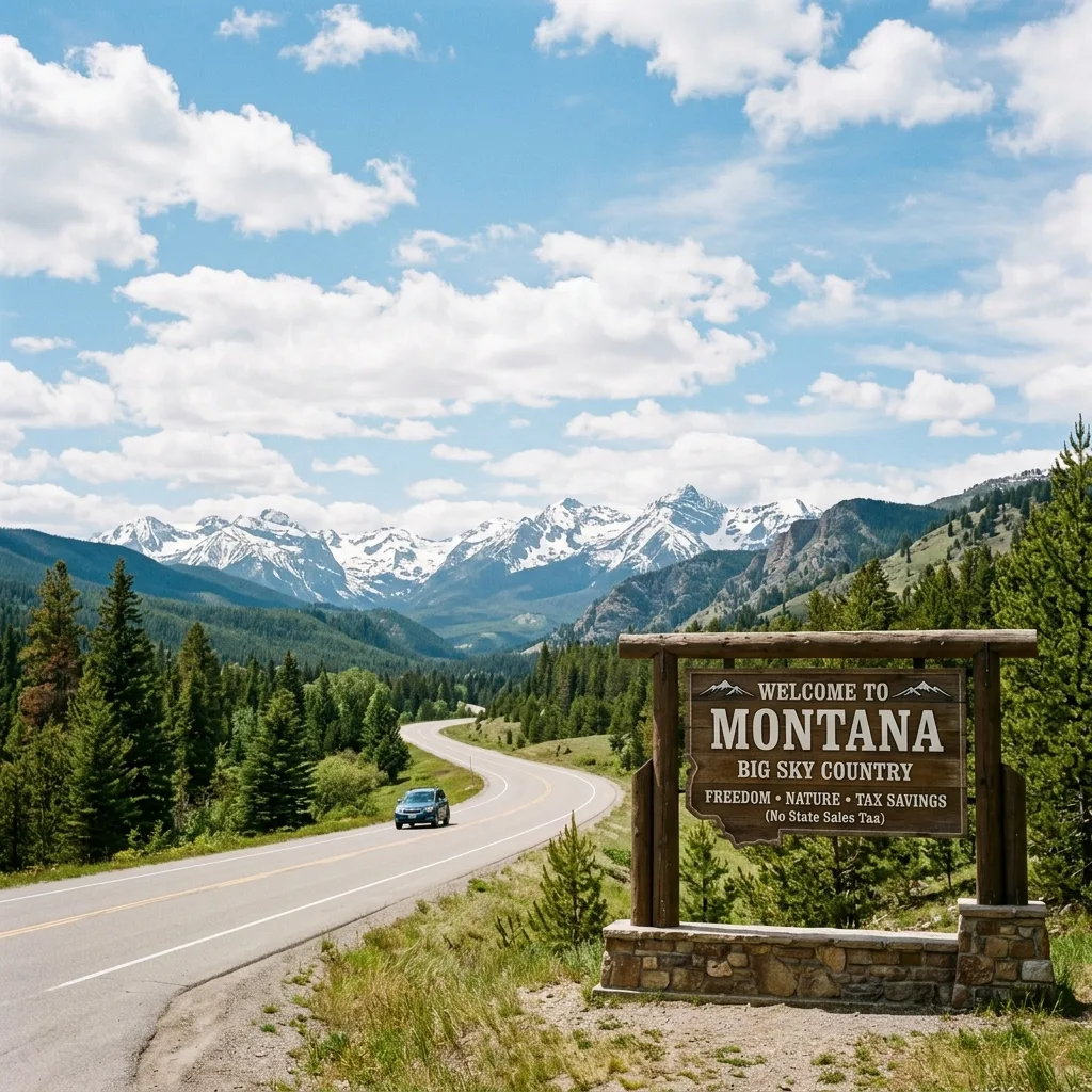 montana welcome sign highway freedom from south carolina vehicle tax