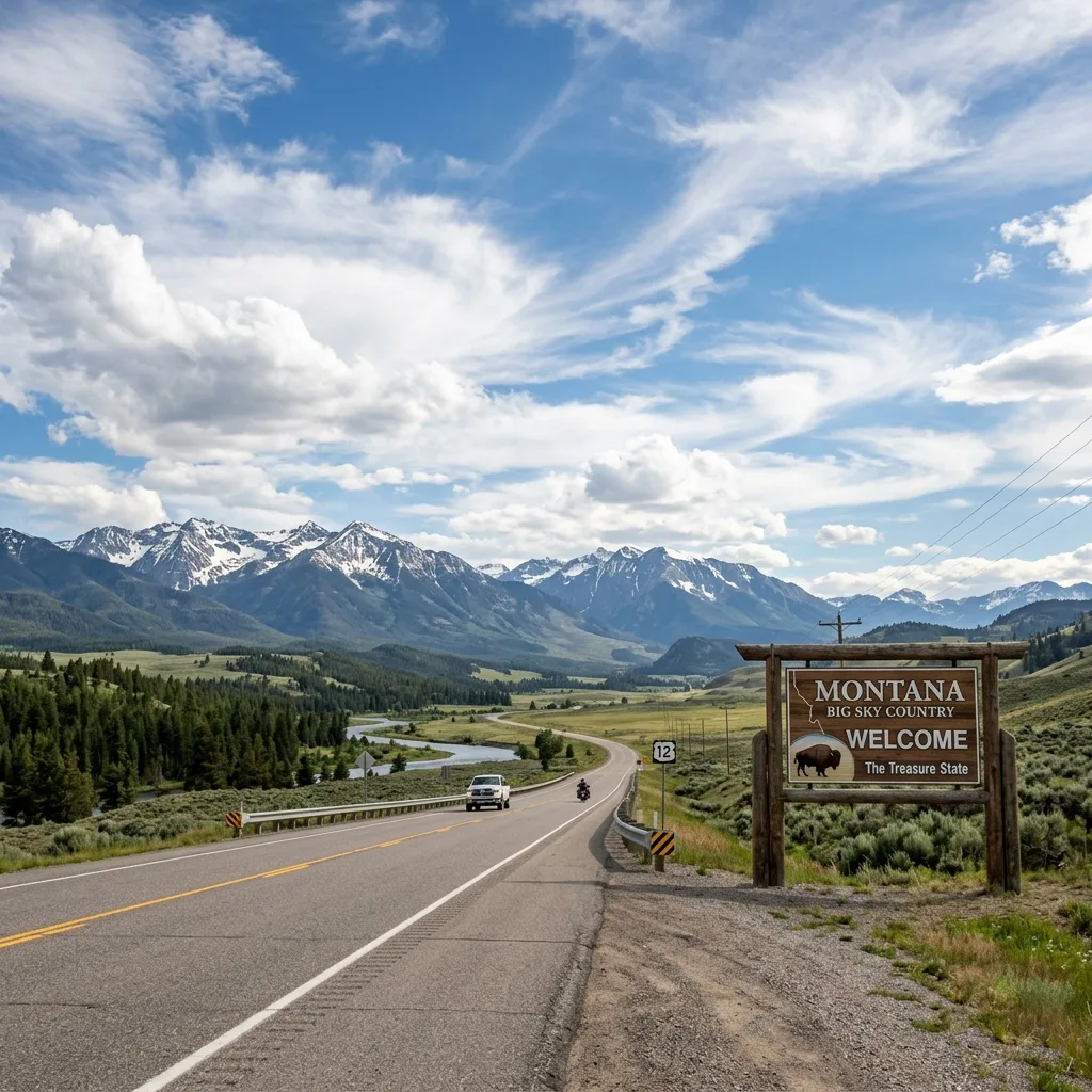 Montana welcome sign Big Sky Country vehicle registration freedom