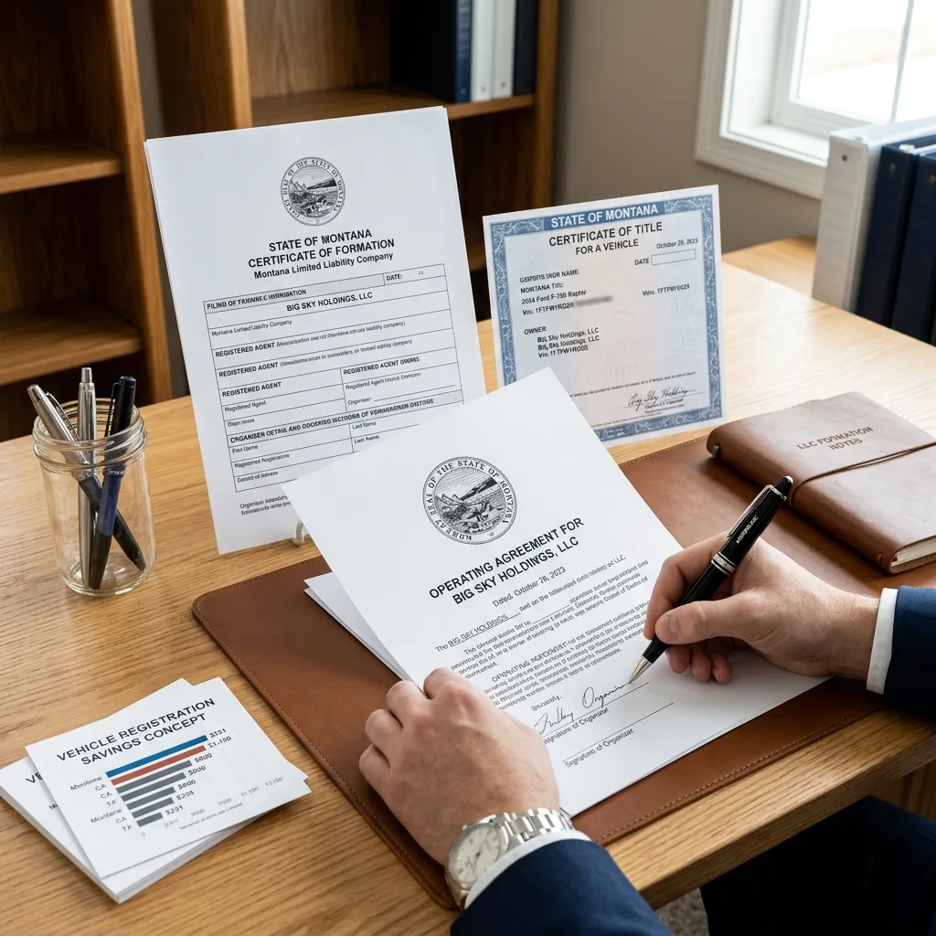 Montana LLC formation documents vehicle registration Vermont savings process