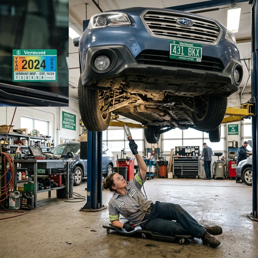 Vermont mandatory annual vehicle safety inspection garage mechanic