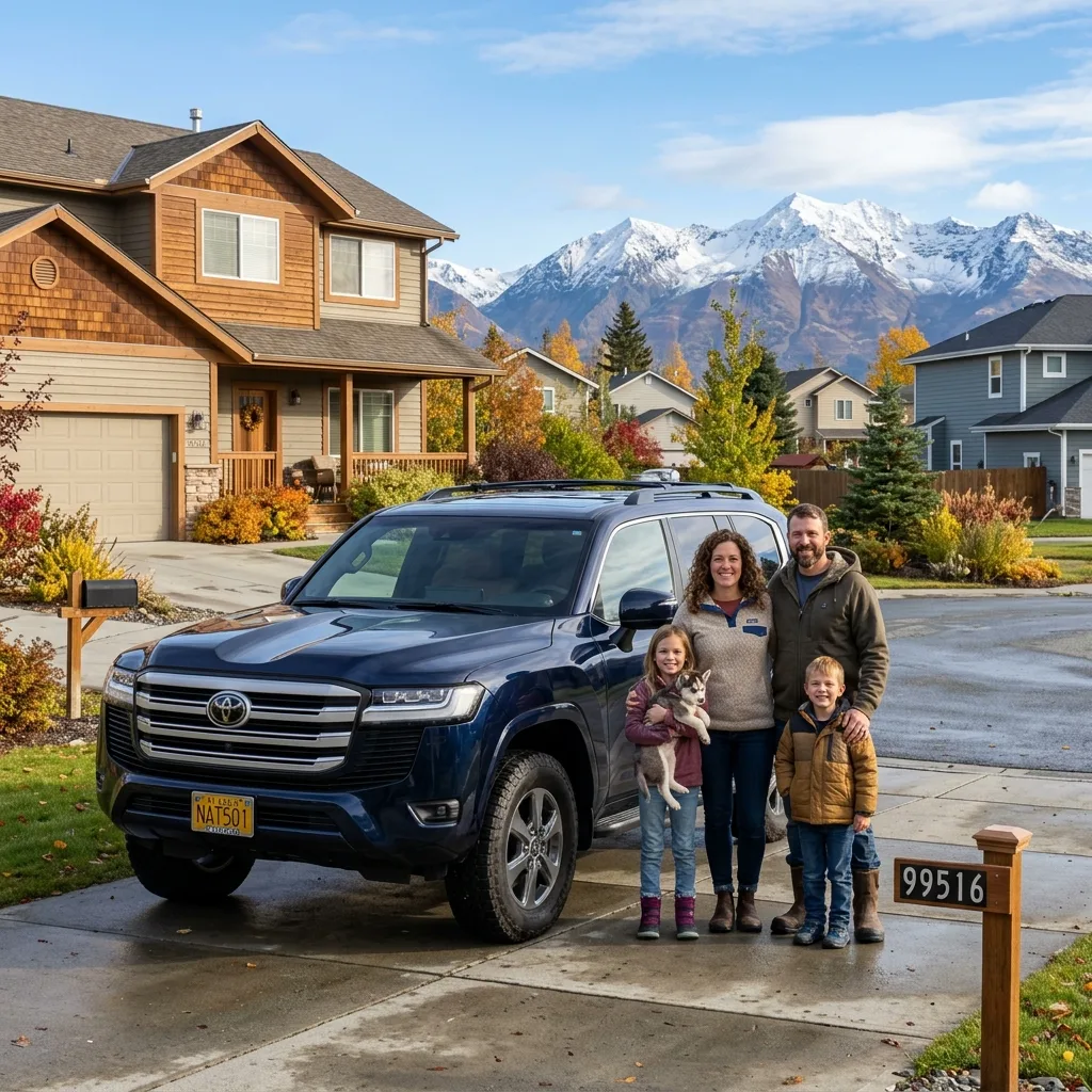 Alaska family Toyota Land Cruiser Anchorage suburb mountains alaska vehicle tax MVRT