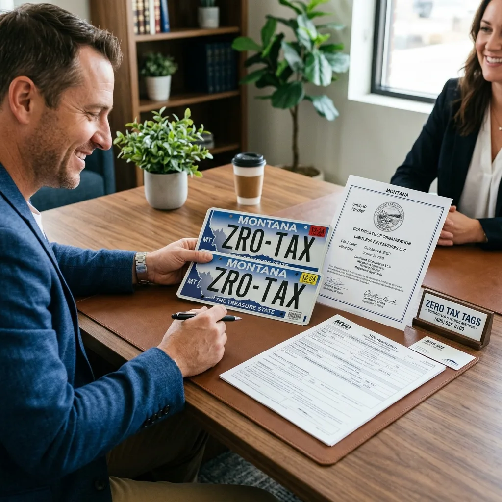 Montana LLC certificate vehicle registration plates Zero Tax Tags alaska service