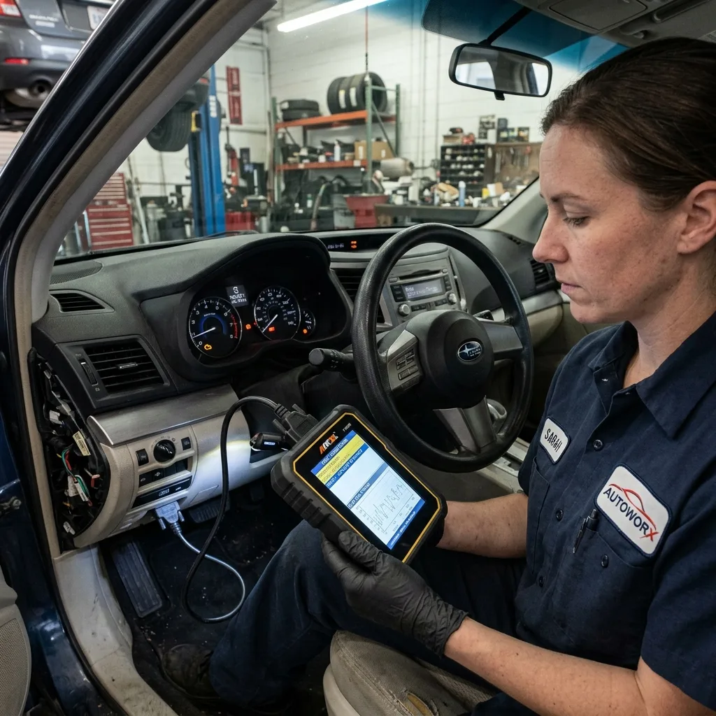 OBD-II diagnostic scanner checking vehicle emissions