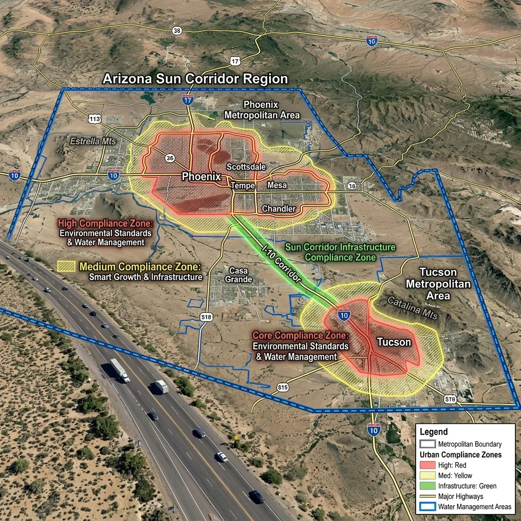 Phoenix Tucson Arizona metro area emissions testing coverage zone