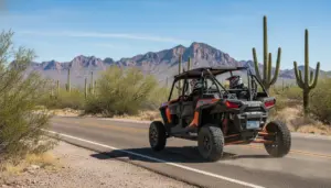 Arizona Polaris RZR XP1000 on highway with Montana license plate