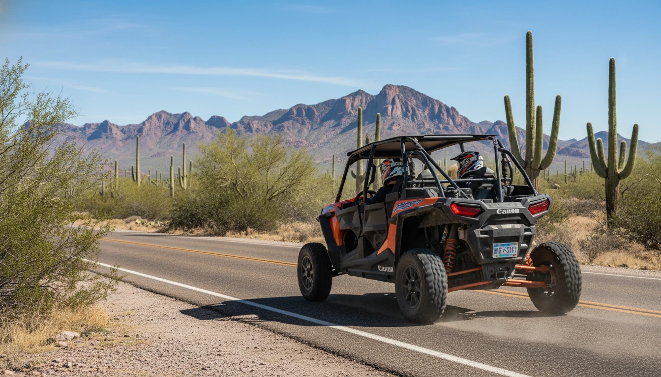 Arizona ATV UTV registration street legal with Montana permanent plate on Arizona highway