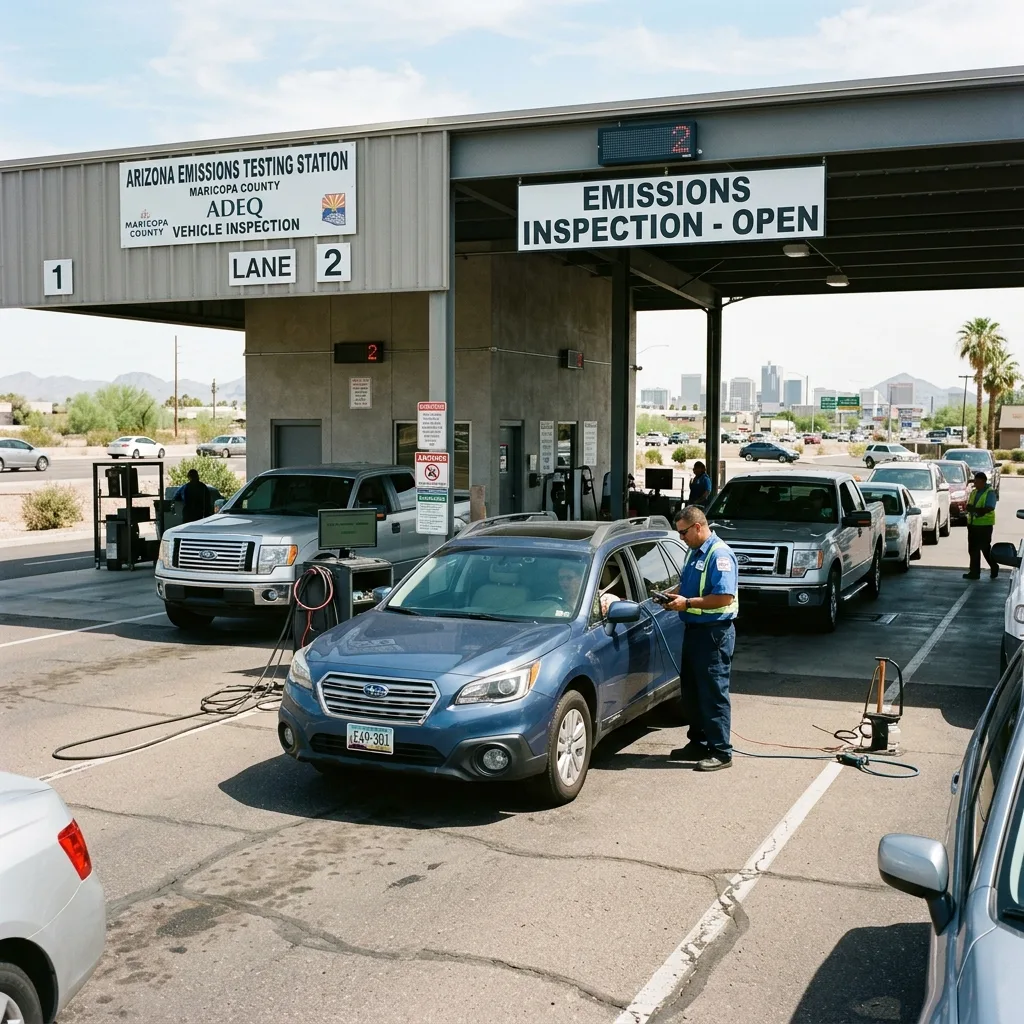 Arizona emissions testing station Maricopa County ADEQ vehicle inspection