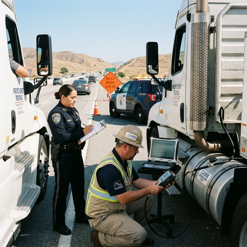 California Highway Patrol CARB diesel truck roadside emissions enforcement check