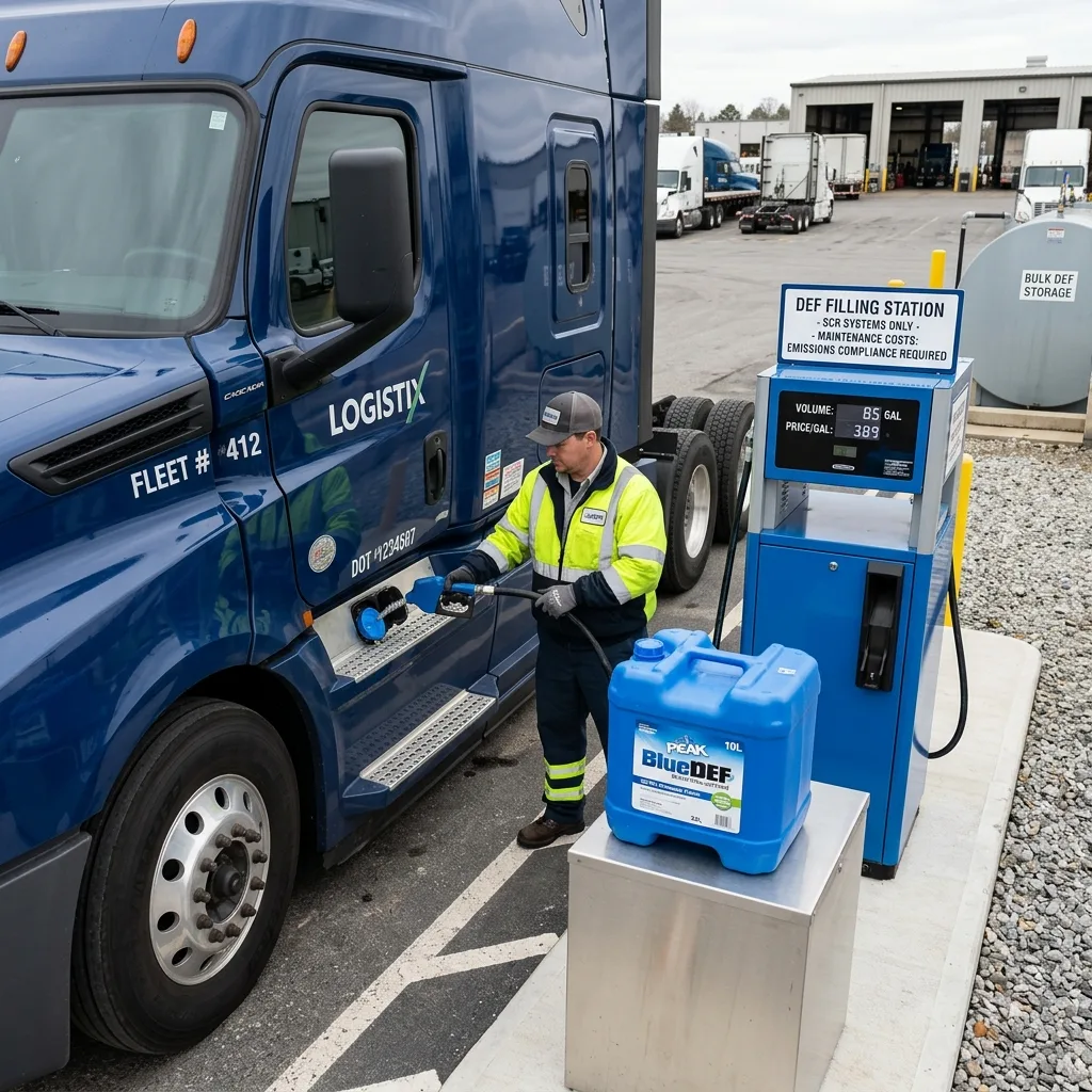 Commercial diesel truck DEF filling station emissions compliance maintenance costs