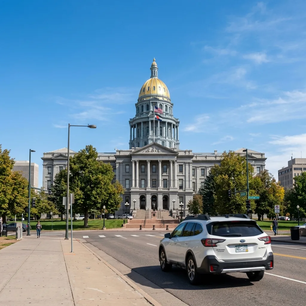Colorado state capitol Denver golden dome vehicle registration