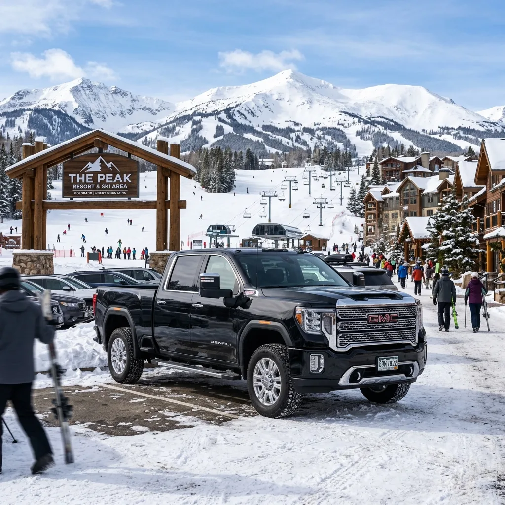 luxury truck GMC Sierra Colorado Rocky Mountain ski resort SOT