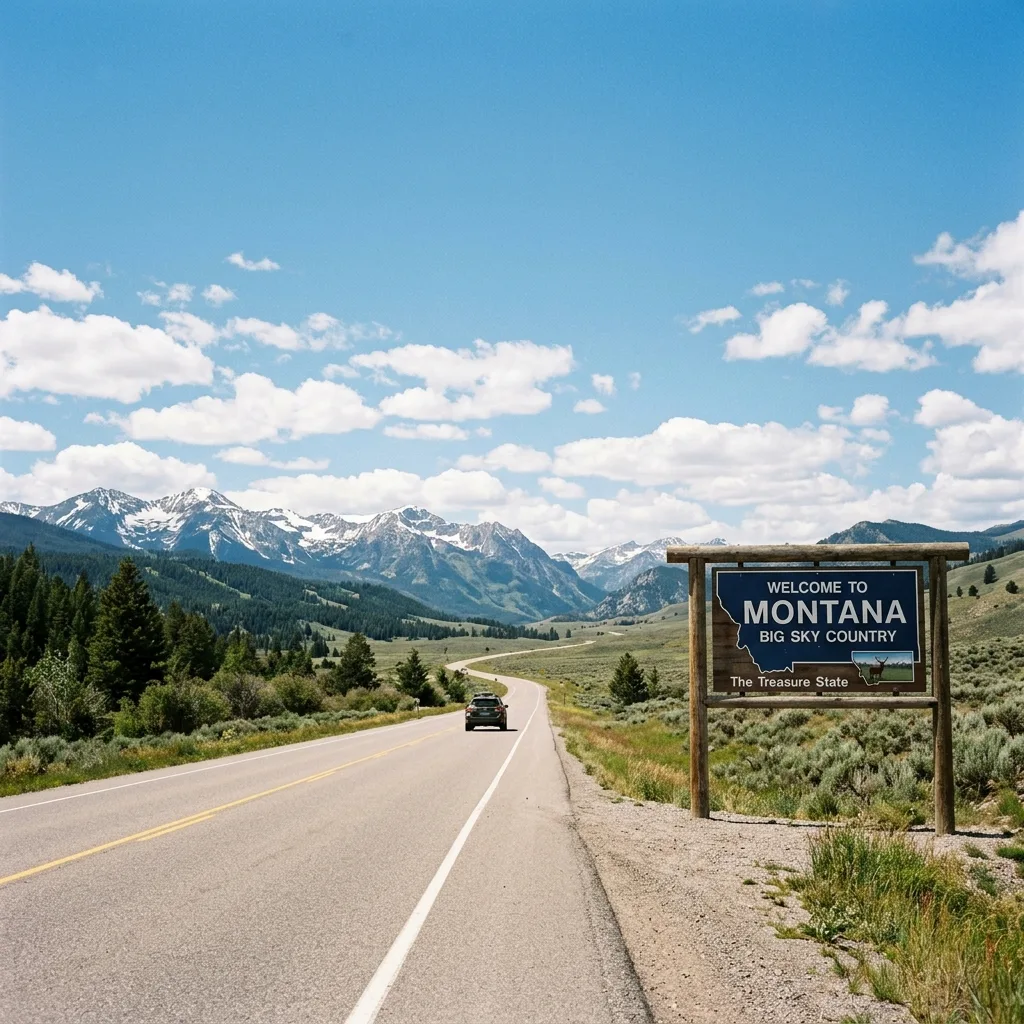 Welcome to Montana road sign Big Sky vehicle registration LLC
