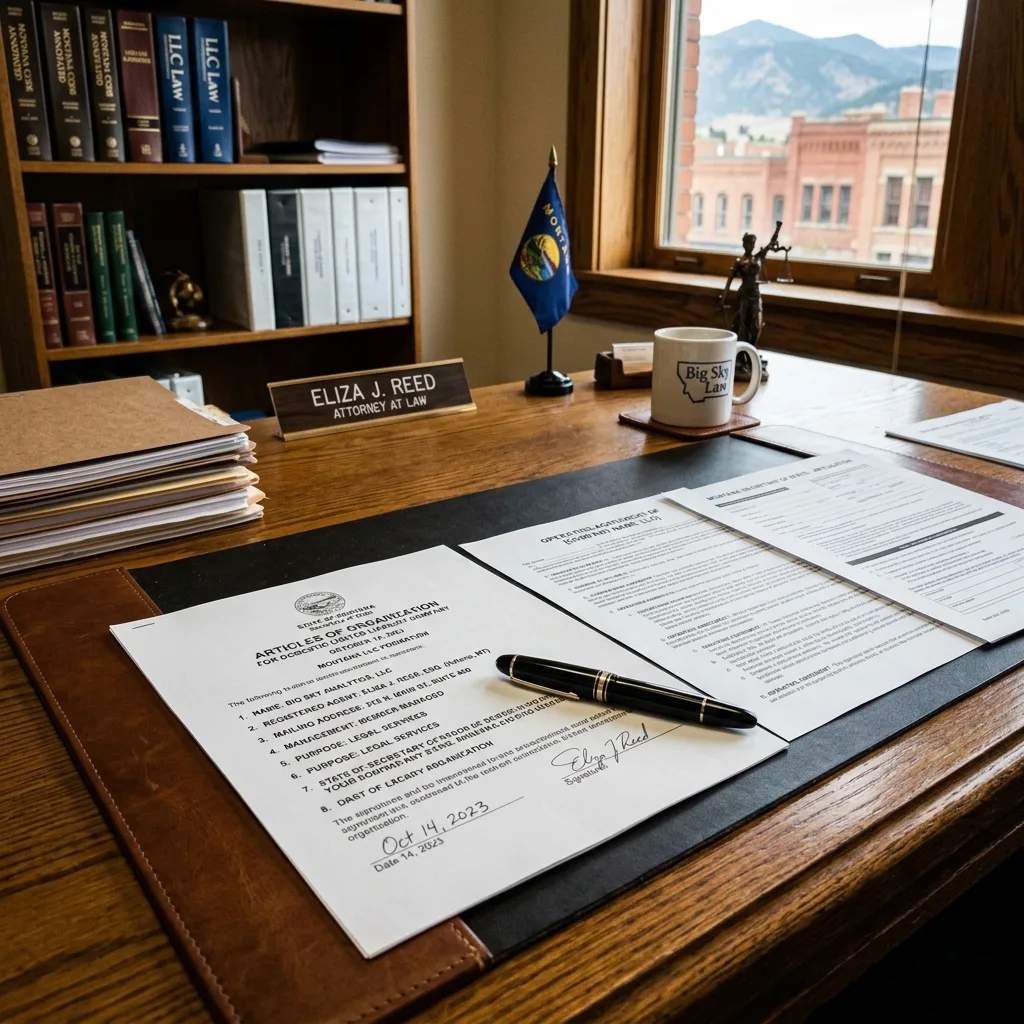 Montana LLC formation documents attorney desk