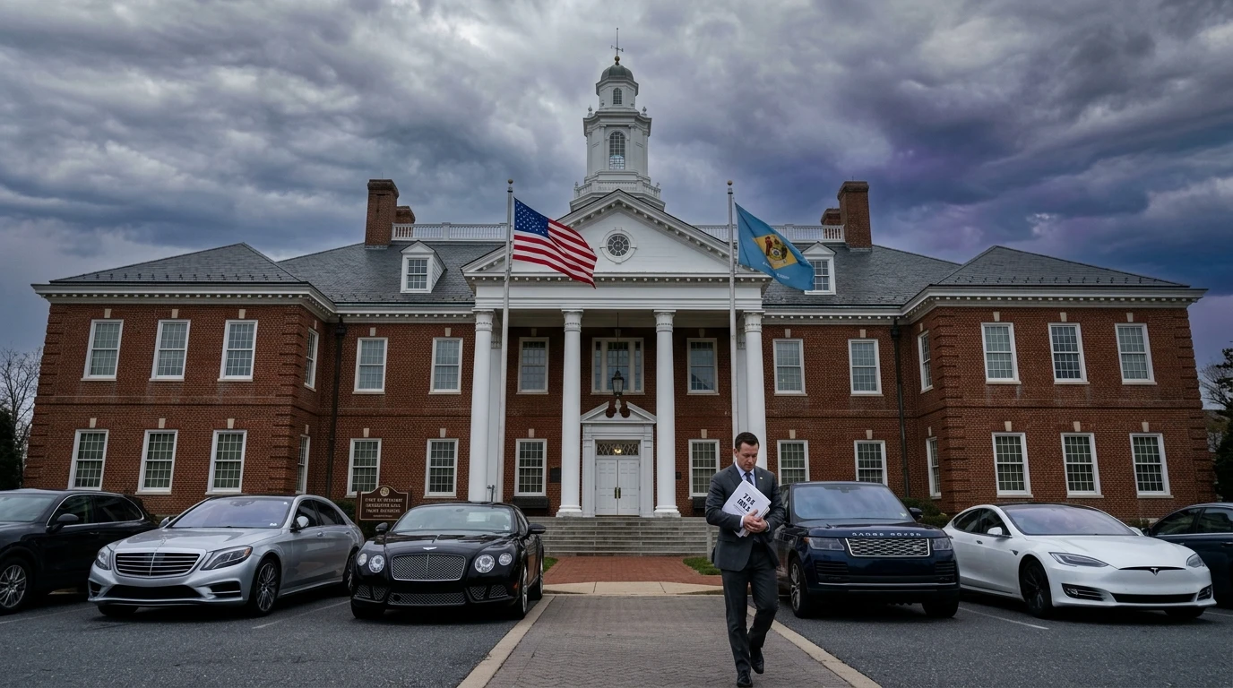 Delaware vehicle tax document fee 5.25% with state capitol building