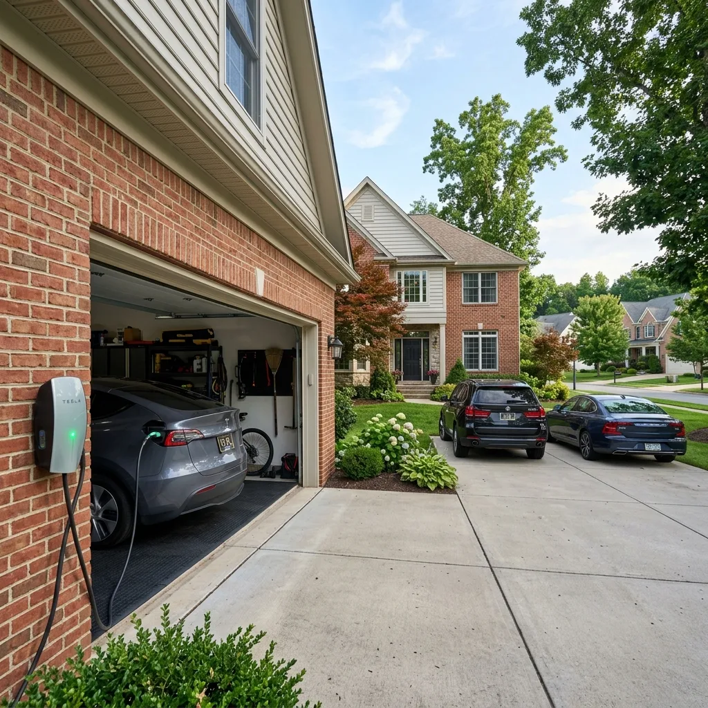 Electric vehicle Tesla charging at Delaware home facing new 2025 EV surcharge fees