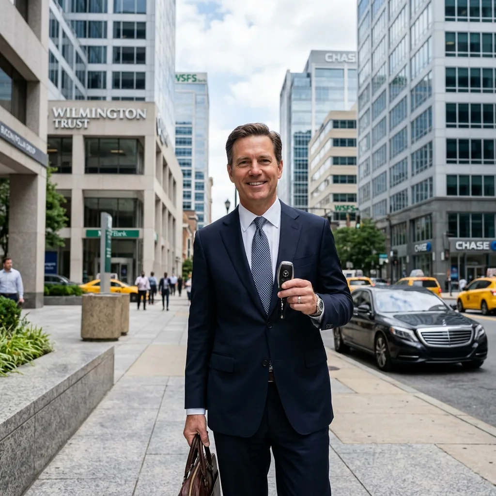 Wilmington Delaware financial district professional with luxury vehicle keys