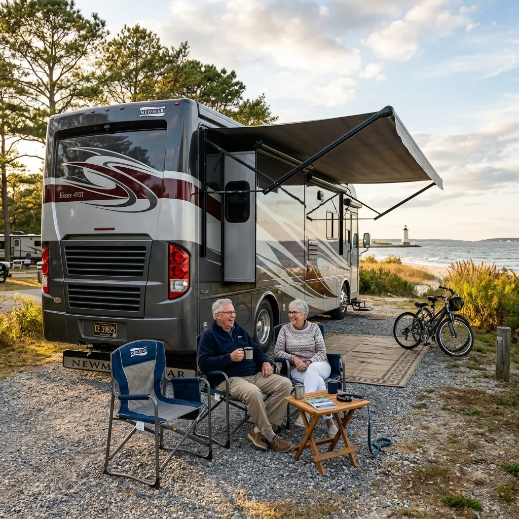 Luxury Class A motorhome RV owned by Delaware retirees facing 5.25% document fee