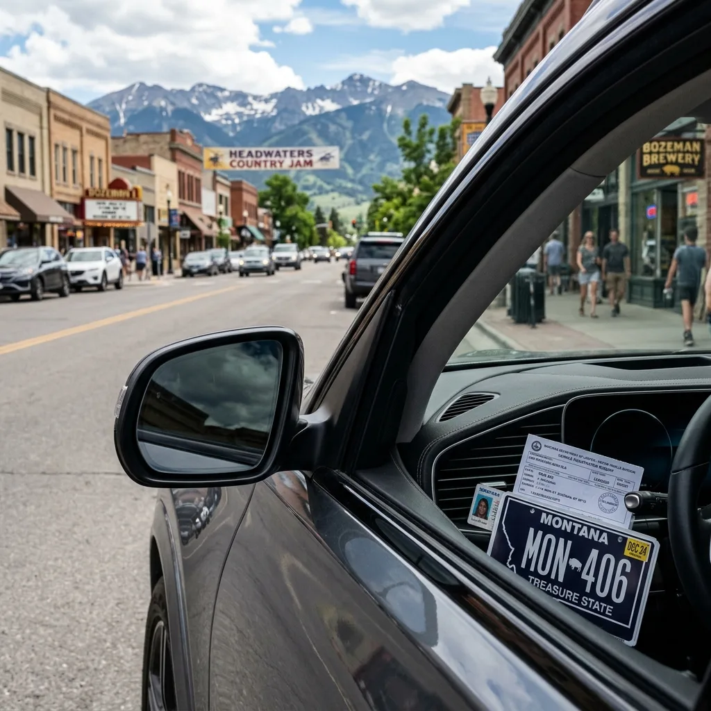 Montana license plate and LLC registration paperwork for Delaware vehicle owners