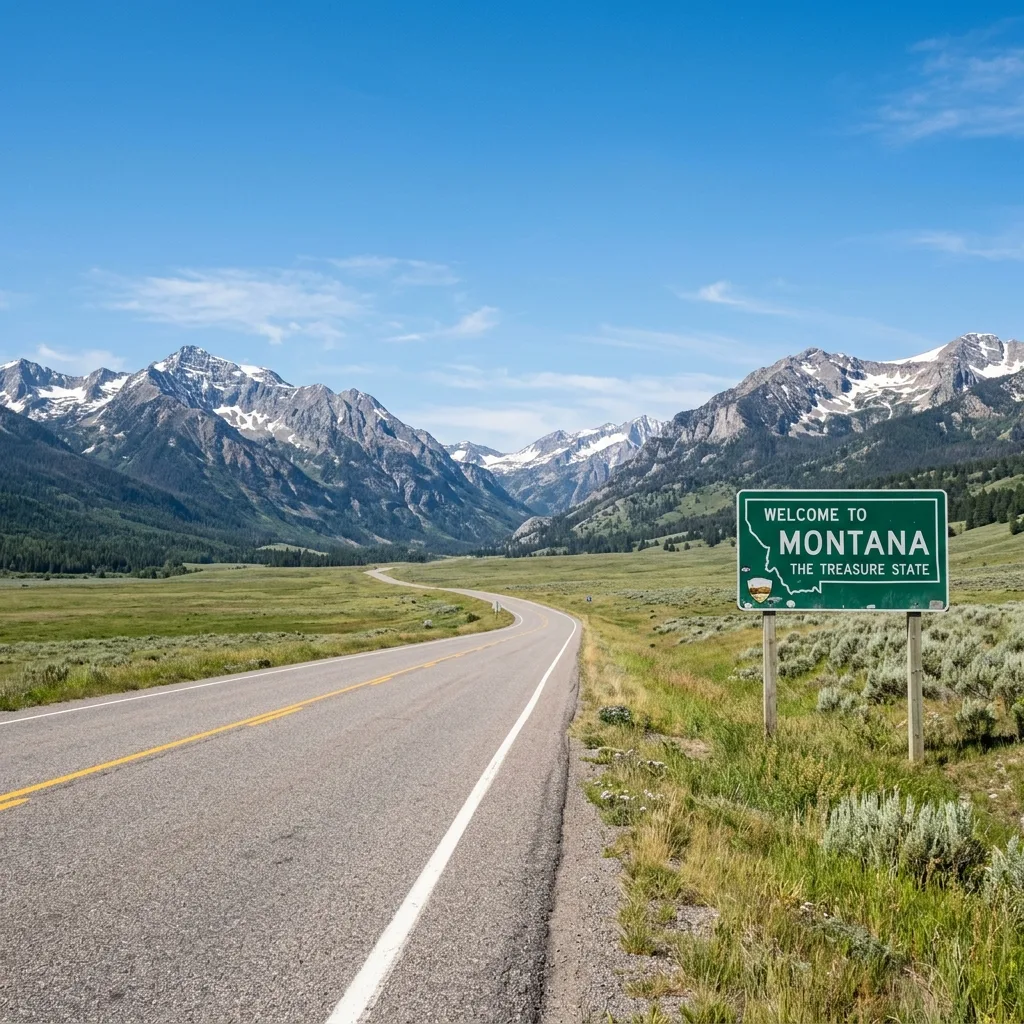 Montana open highway through mountain valley representing freedom from DMV