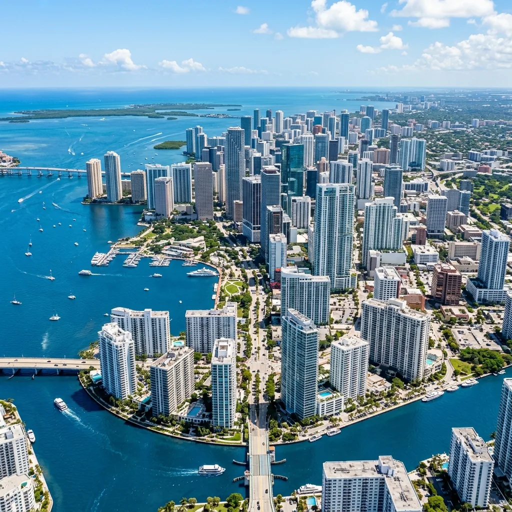 Miami Dade county Brickell skyline Florida vehicle tax highest rate
