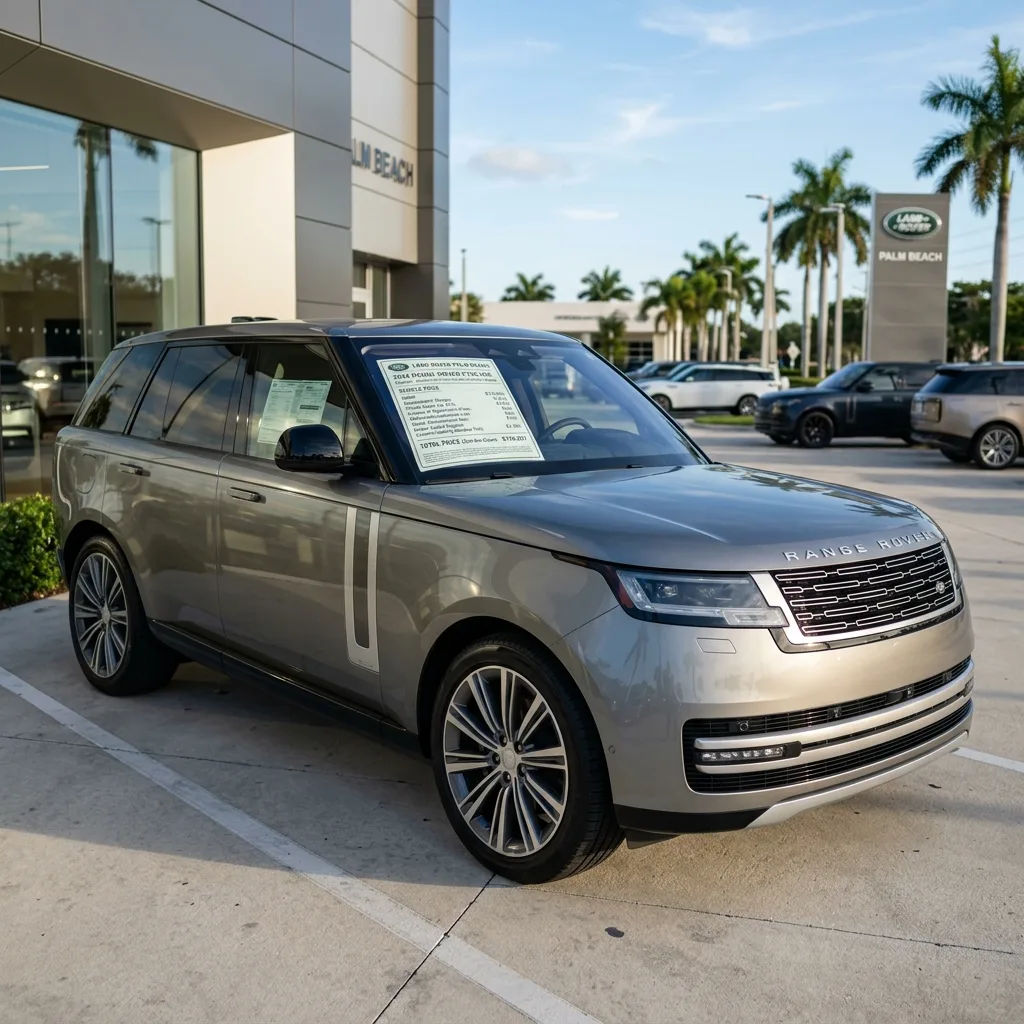 Luxury Range Rover SUV at Florida dealership price sticker Florida vehicle tax