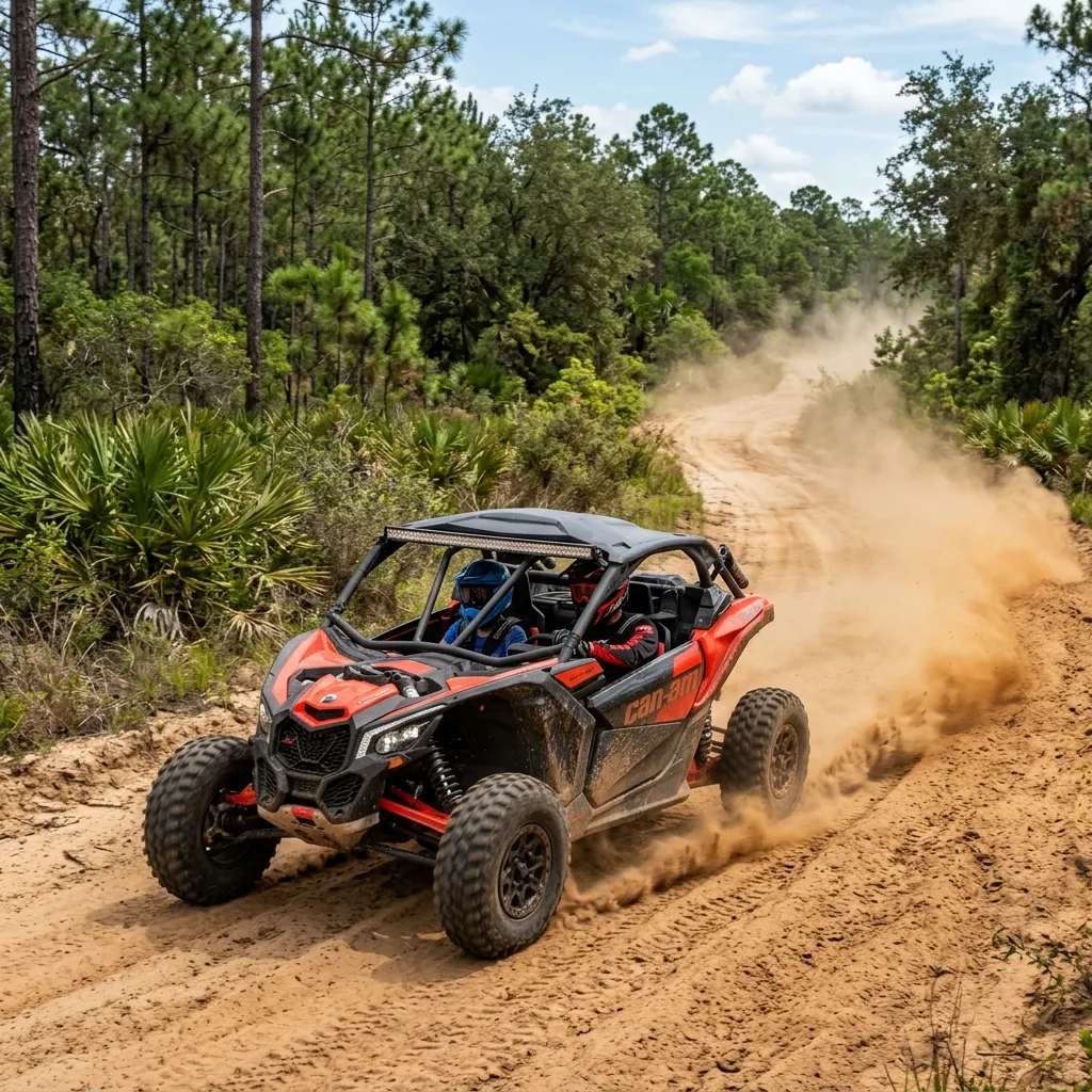 Florida UTV street legal LSV conversion showing headlights turn signals and mirrors installed