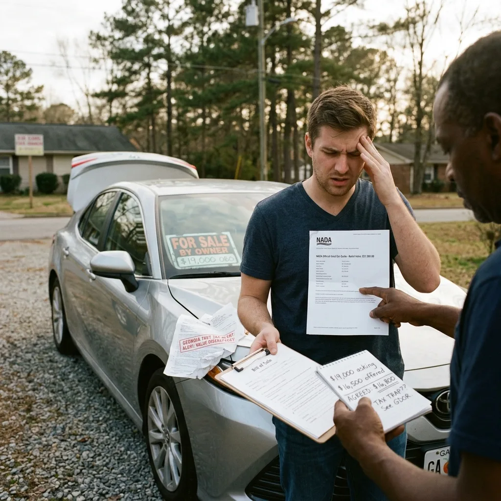 Georgia used car private party NADA book value trap georgia vehicle tax TAVT