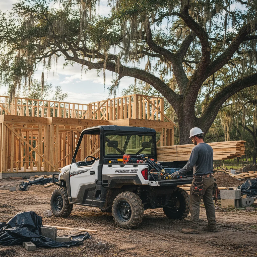 Polaris Ranger XP 1000 at residential construction job site near Savannah Georgia