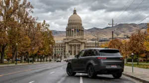 Idaho vehicle tax 2026 - Idaho State Capitol building with Range Rover parked on Capitol Boulevard Boise