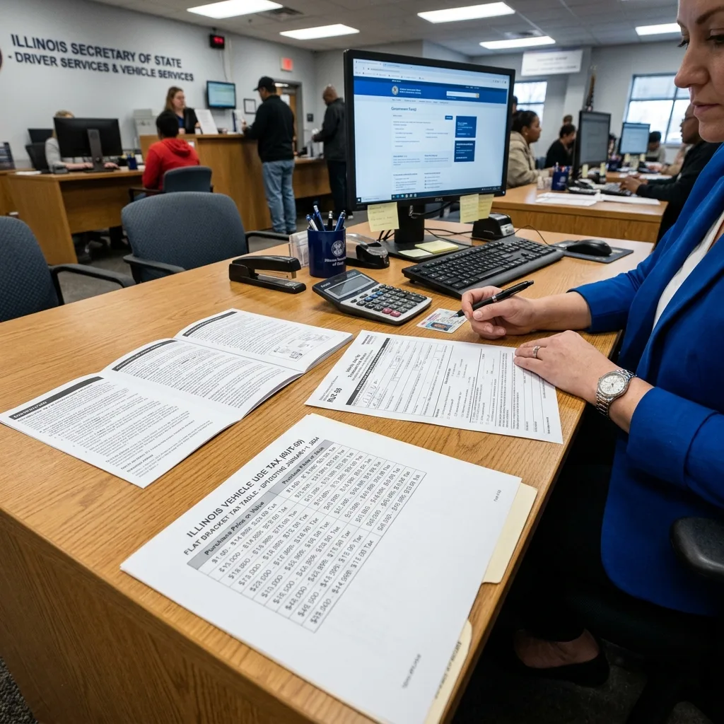 Illinois vehicle use tax RUT-50 form flat bracket tax table Secretary of State