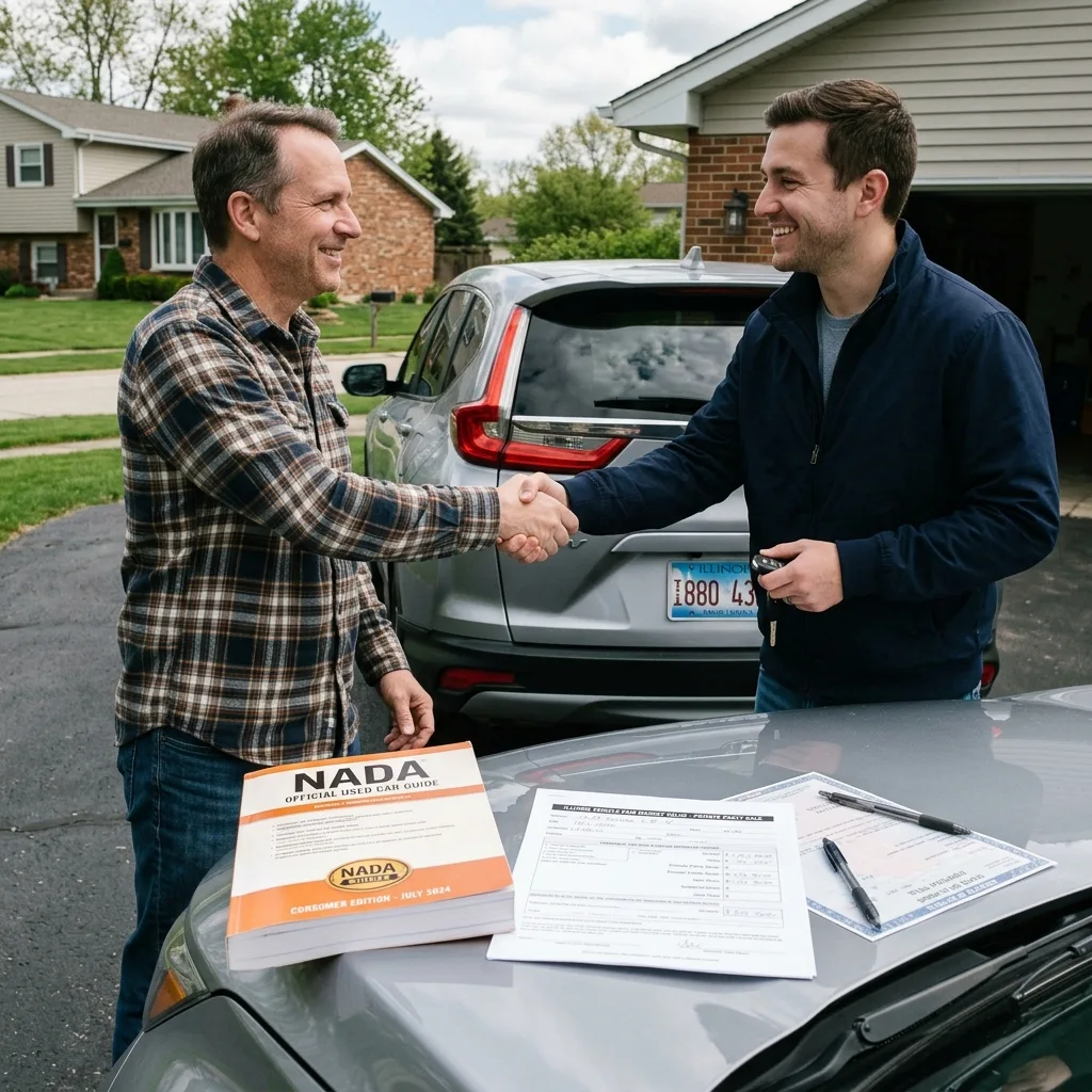 Illinois private party vehicle sale NADA book value fair market value trap
