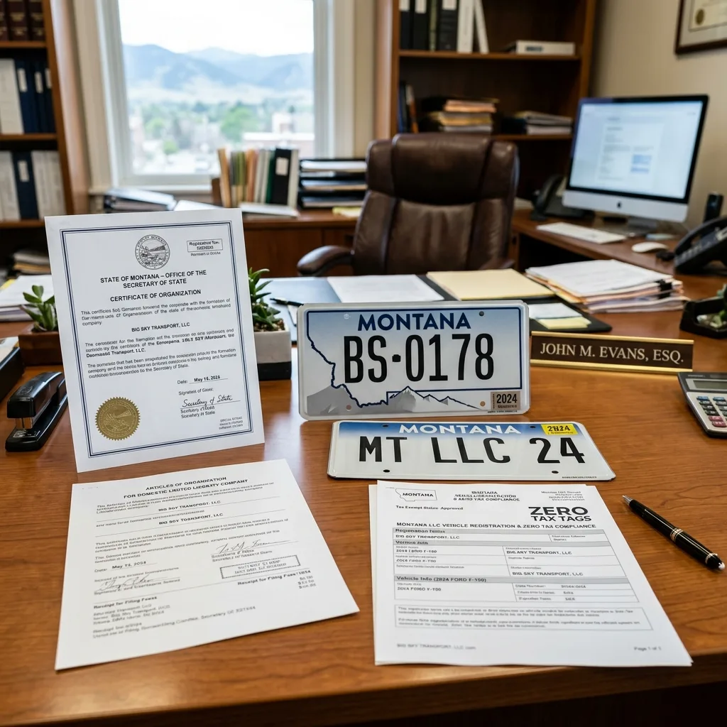 Montana LLC formation certificate vehicle registration Zero Tax Tags Illinois