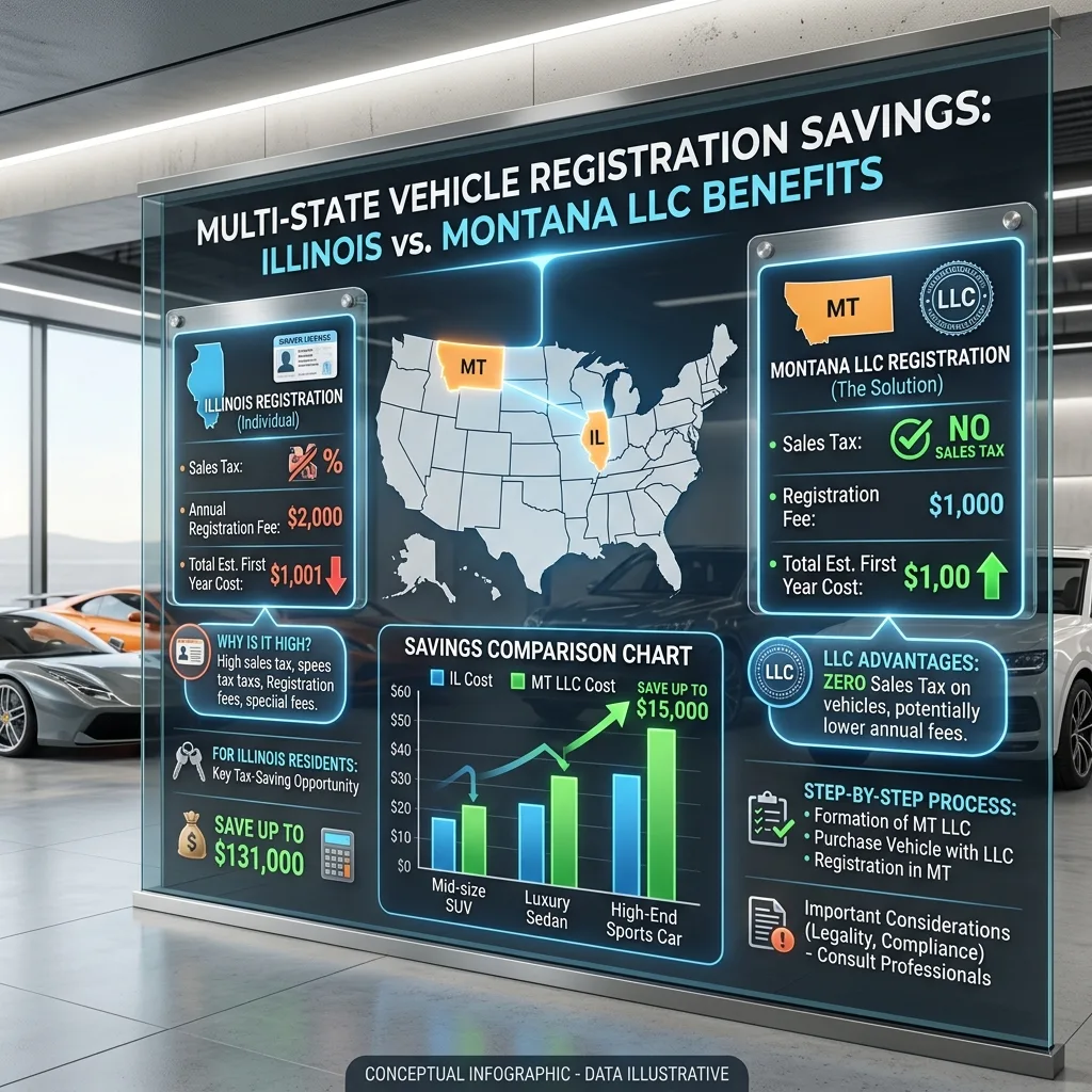 Montana LLC vehicle registration savings Illinois multi-state guide