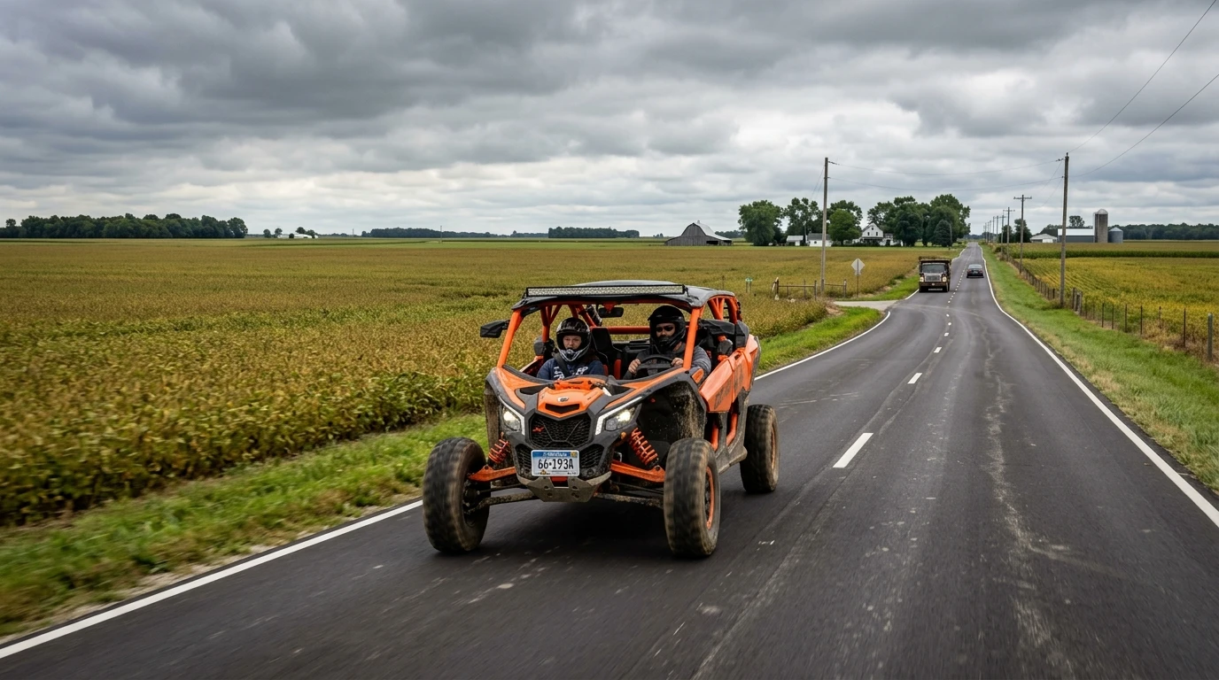 Indiana ATV UTV registration Montana LLC permanent plate Can-Am Defender county road farmland