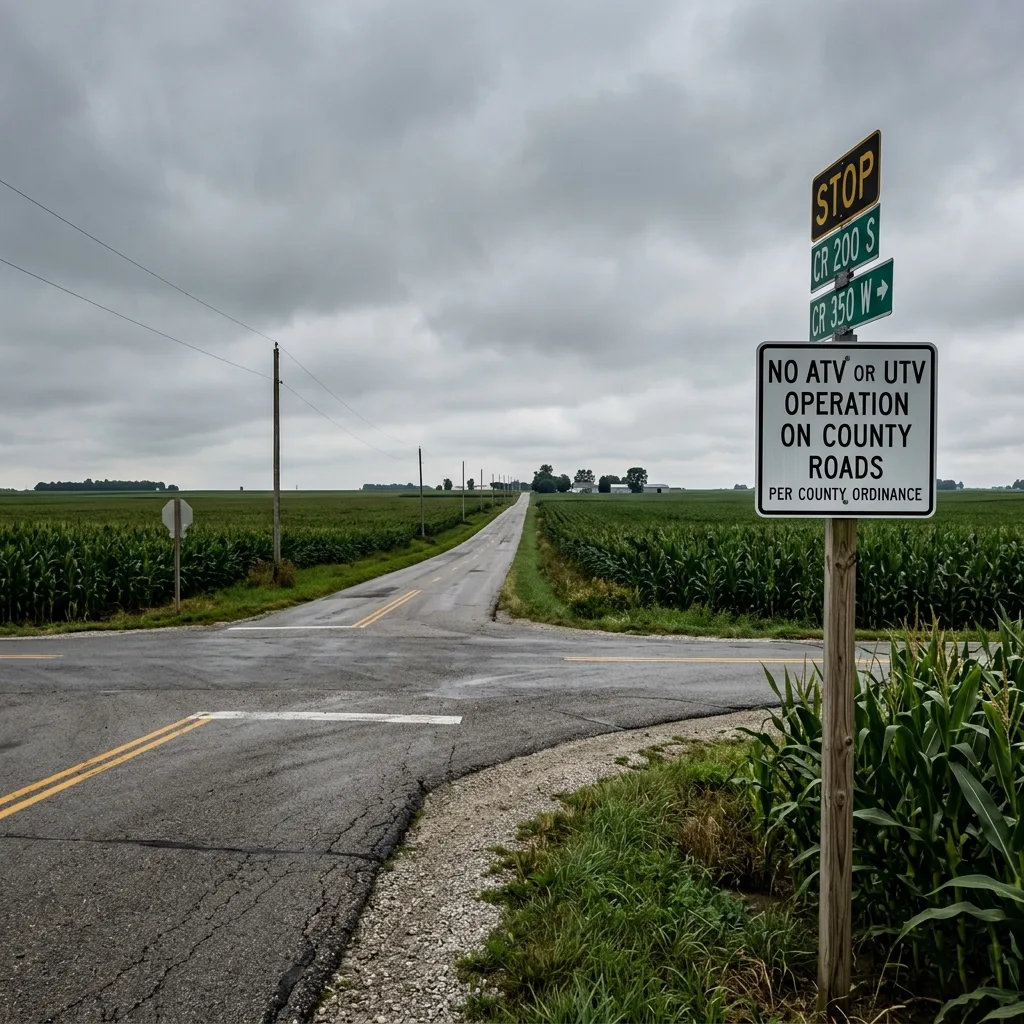 Indiana highway road sign no ATVs off-highway vehicles state highway ban IC 14-16-1