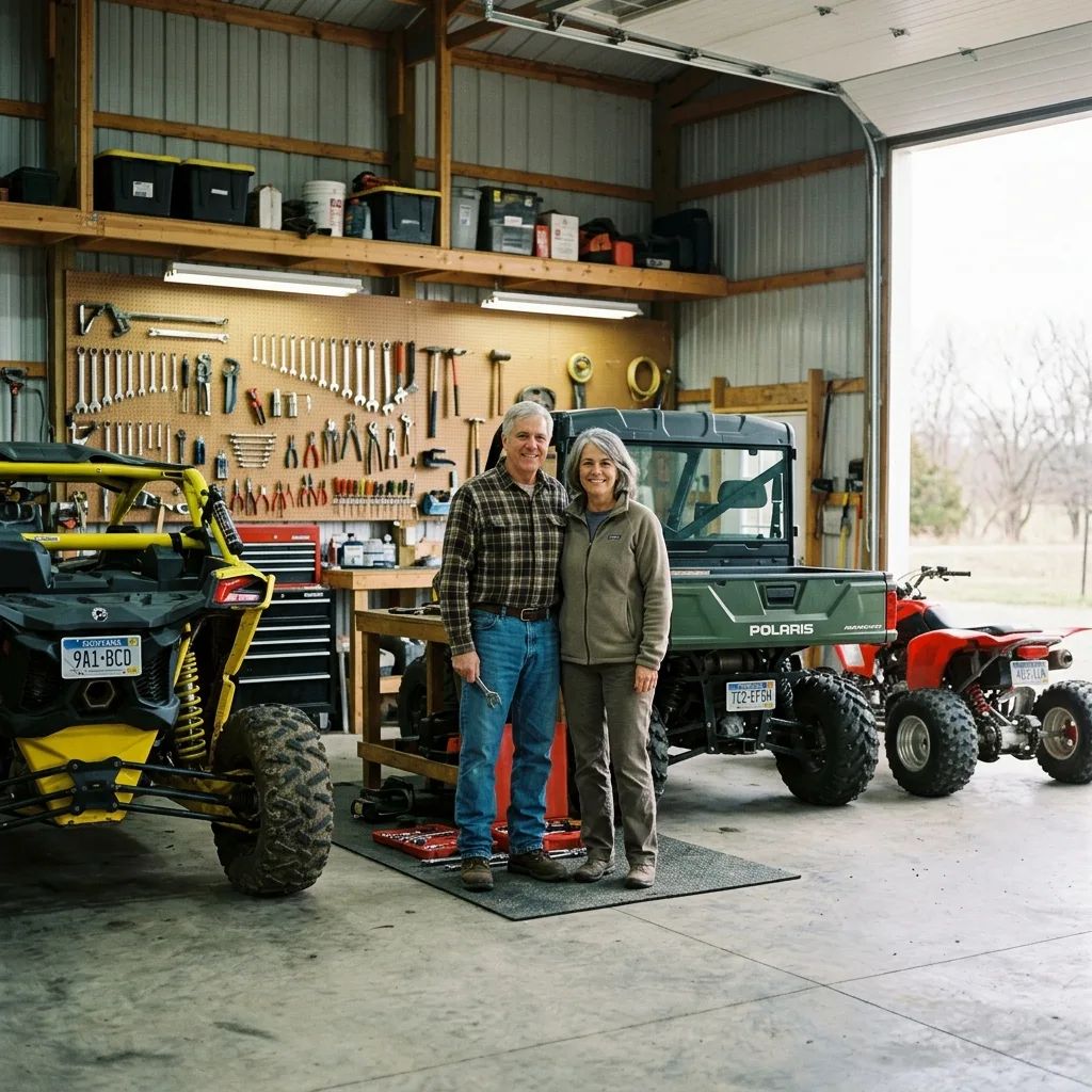 Yamaha Grizzly 700 ATV hunter orange Hoosier National Forest Indiana trail head southern Indiana