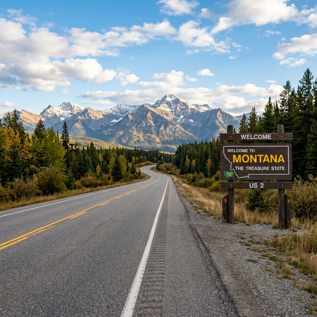 Montana LLC vehicle registration solution - Montana highway and mountains