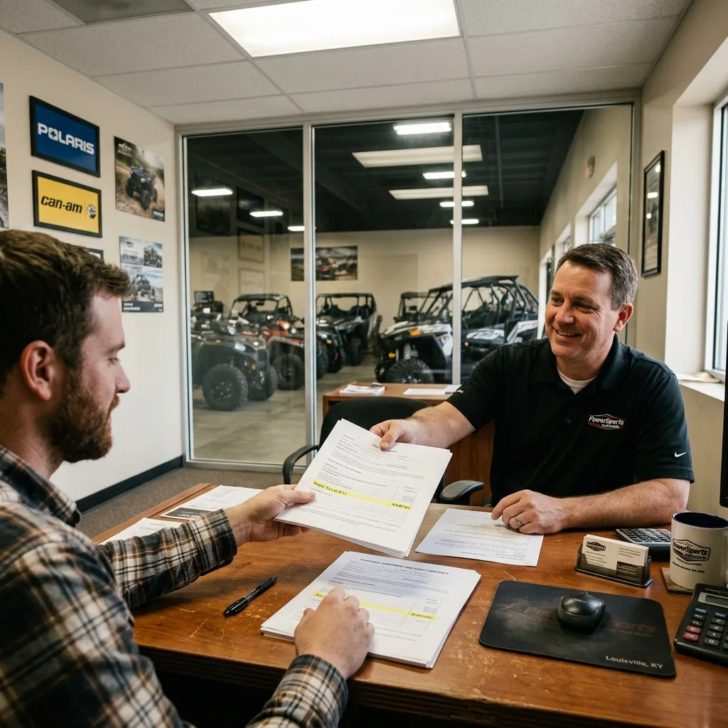 Louisville powersports dealership finance desk ATV UTV purchase contract 6 percent Kentucky sales tax