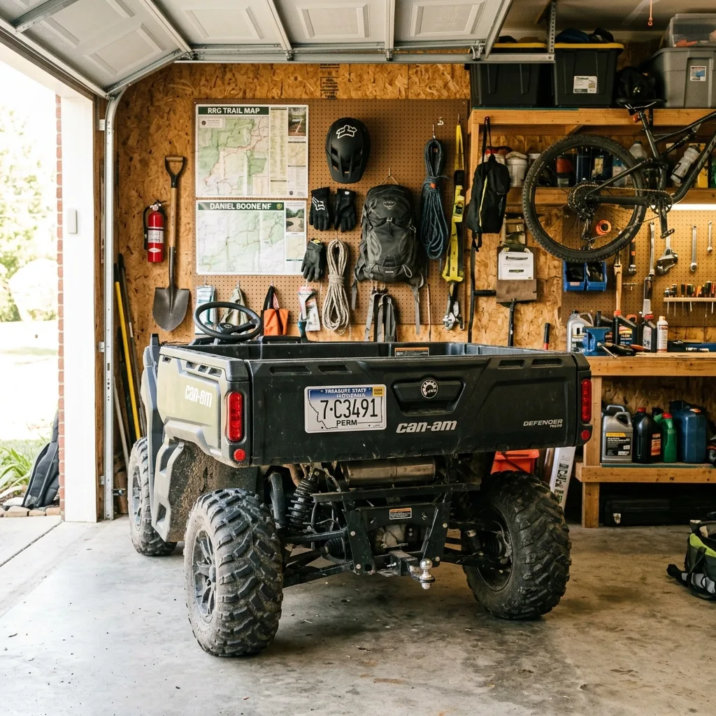 Montana permanent license plate mounted Can-Am Defender UTV Kentucky garage registration