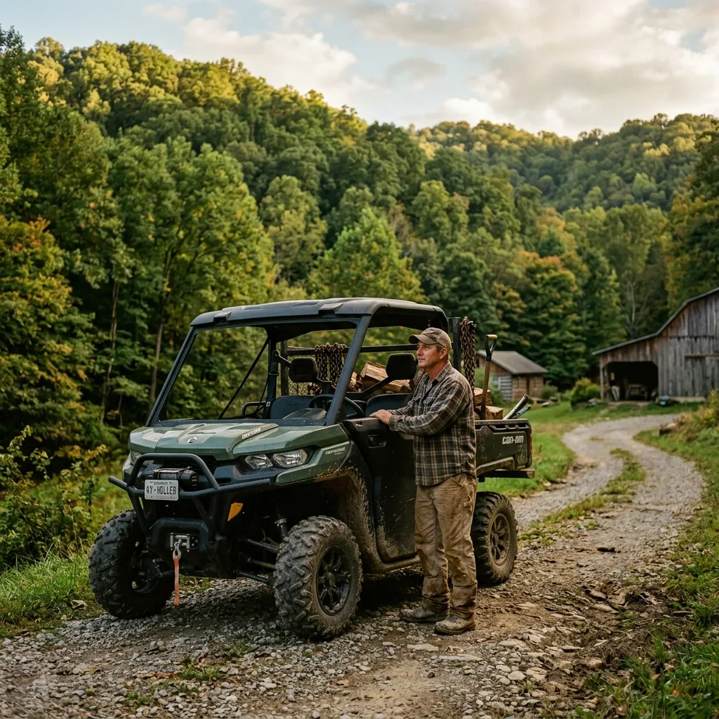 Can-Am Defender HD10 dark green eastern Kentucky rural hollow Appalachian ridge coal country