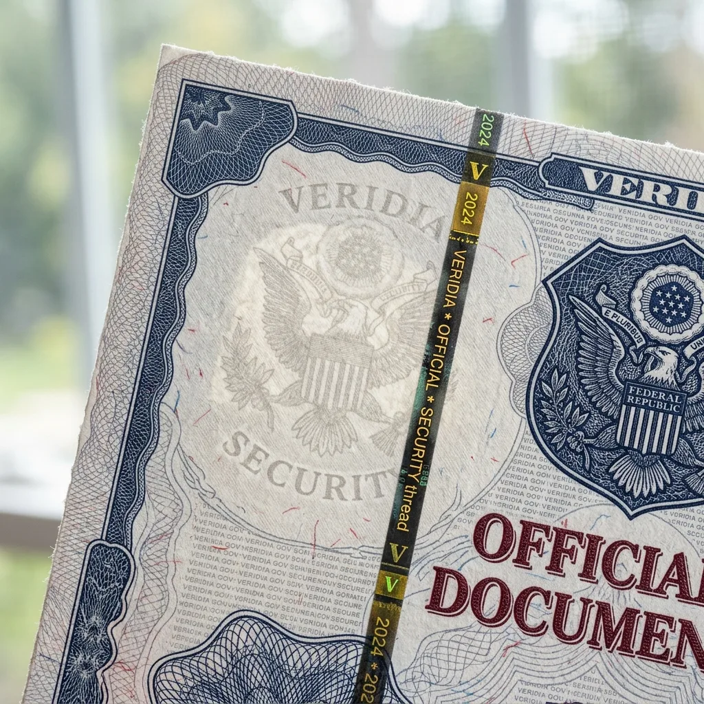 manufacturer certificate of origin security features watermark intaglio printing closeup