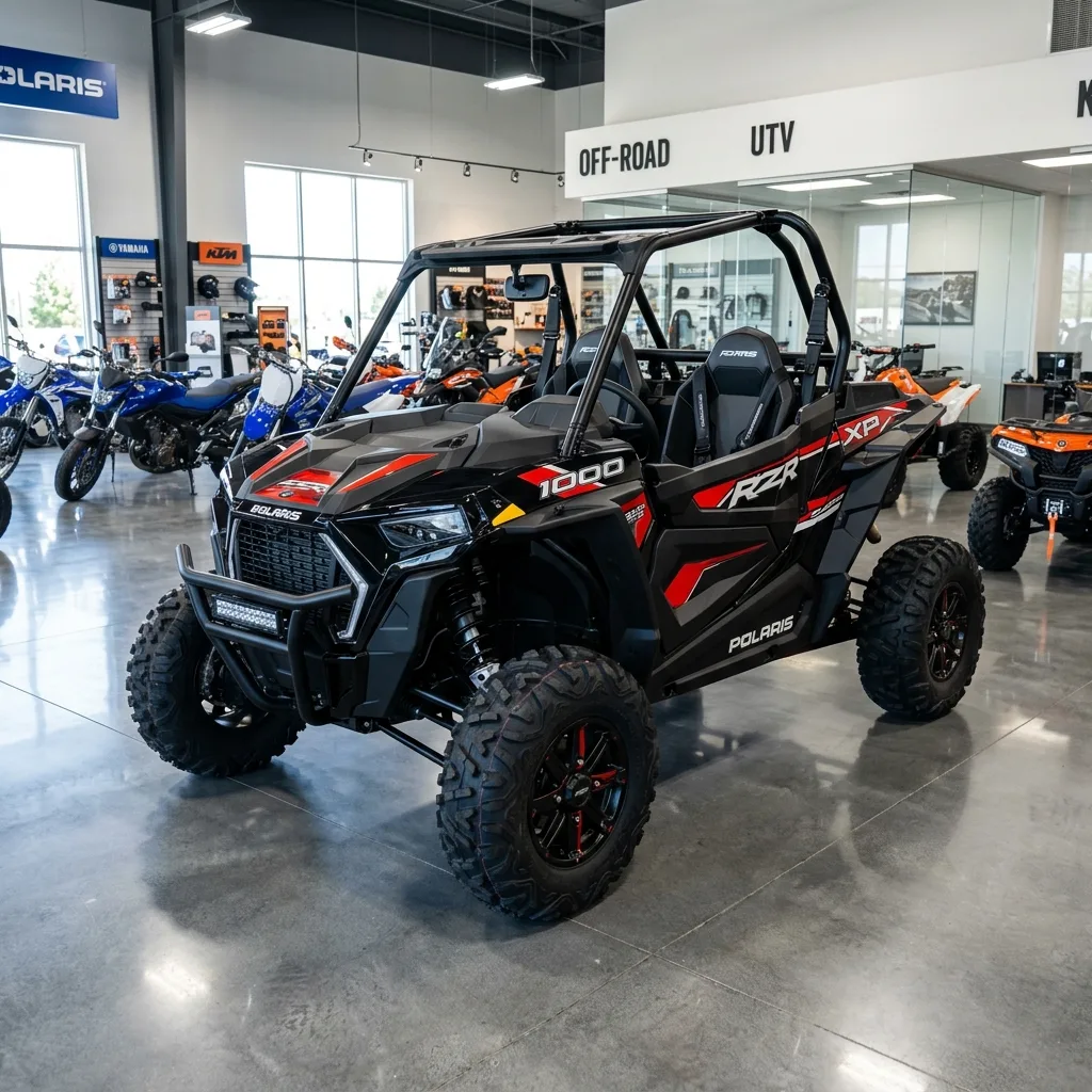 Brand new UTV side-by-side in dealership showroom